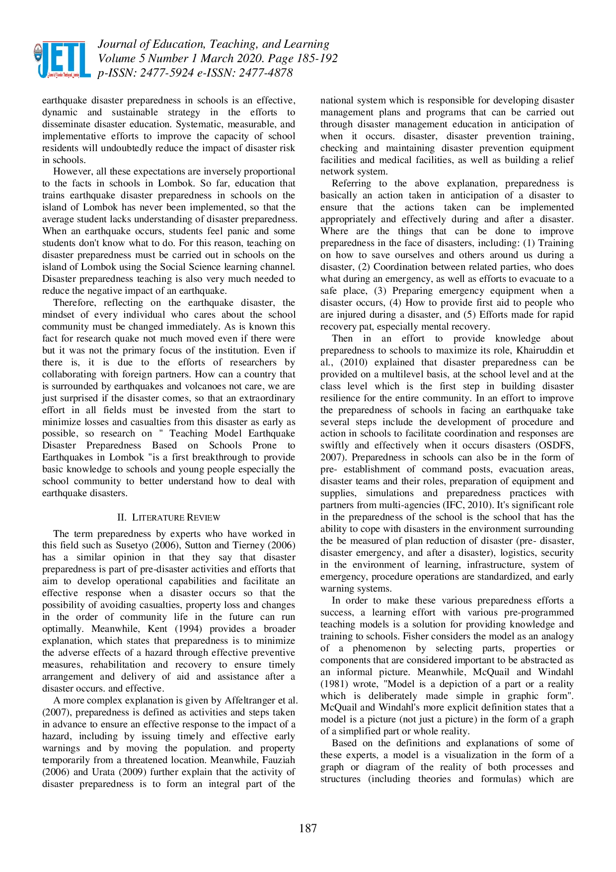 juris Teaching Model for Disaster Preparedness School Based Earthquake Prone Earthquake in Lombok