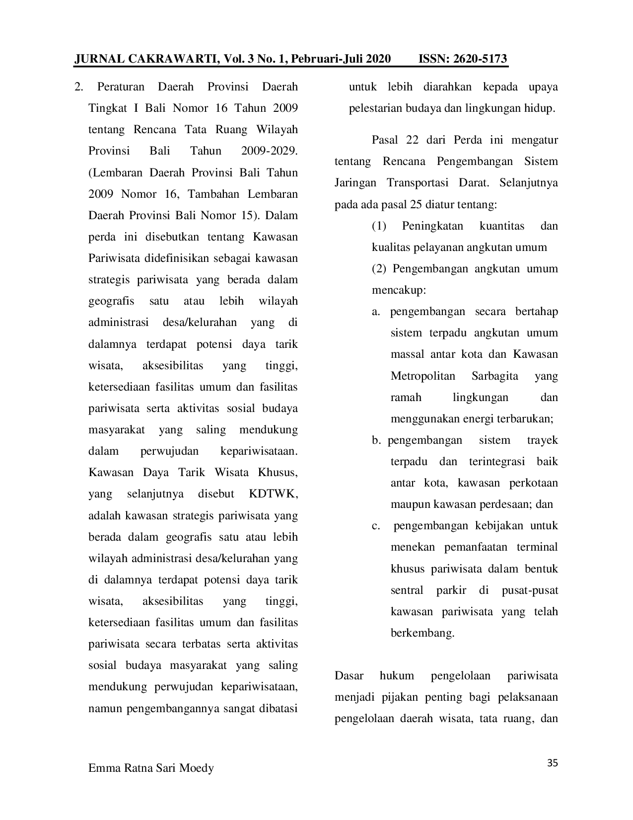 JURIS Pelayanan Angkutan Umum Dalam Mengatasi Kemacetan Di Kuta