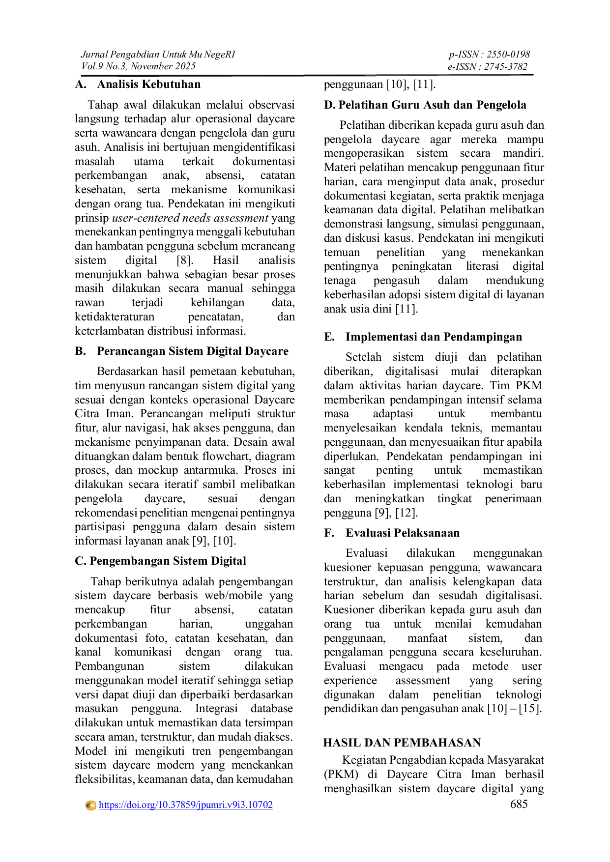 JURIS Digitalisasi Sistem Daycare sebagai Solusi Penguatan Layanan Pengasuhan di Daycare Citra Iman