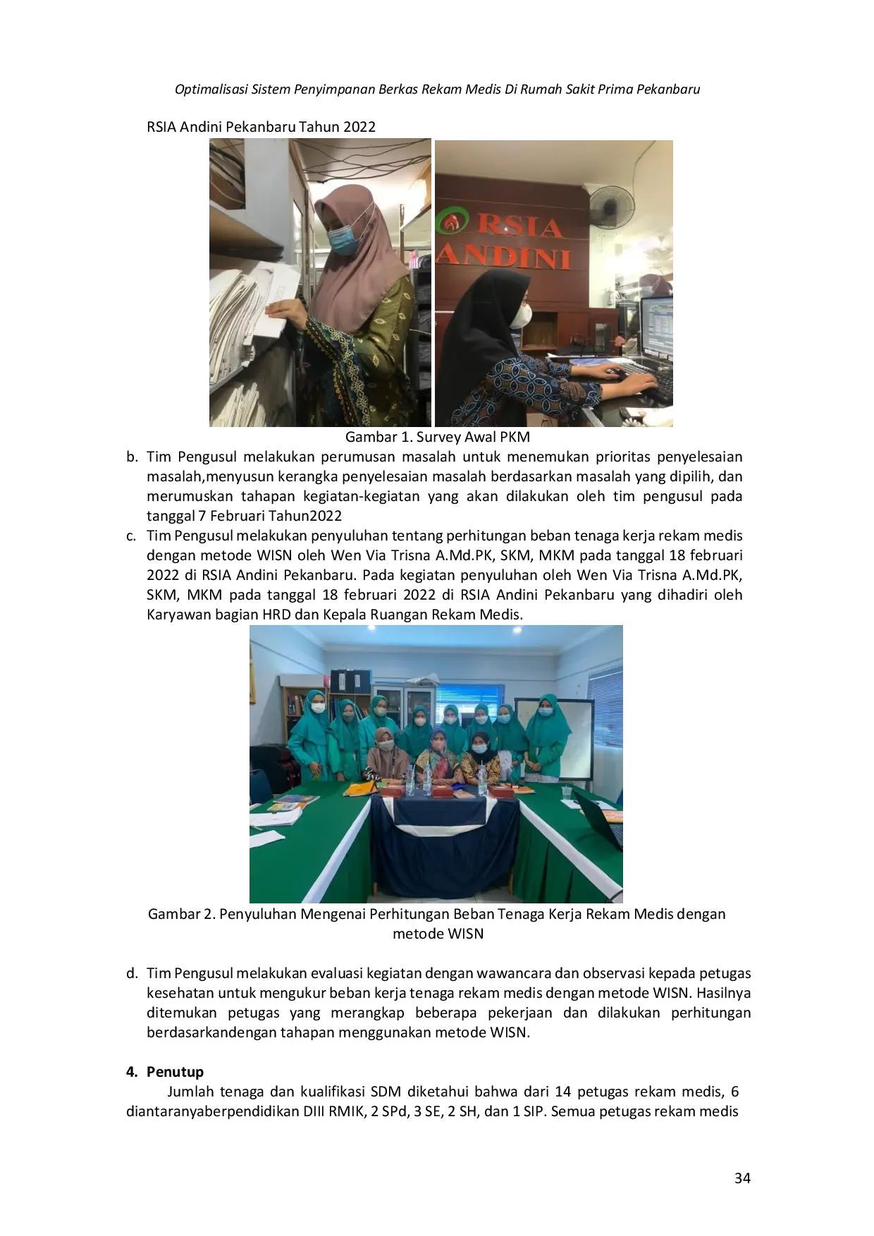 JURIS Perhitungan Beban Kerja Tenaga Rekam Medis Dengan Metode Wisn Di RSIA Andini Pekanbaru
