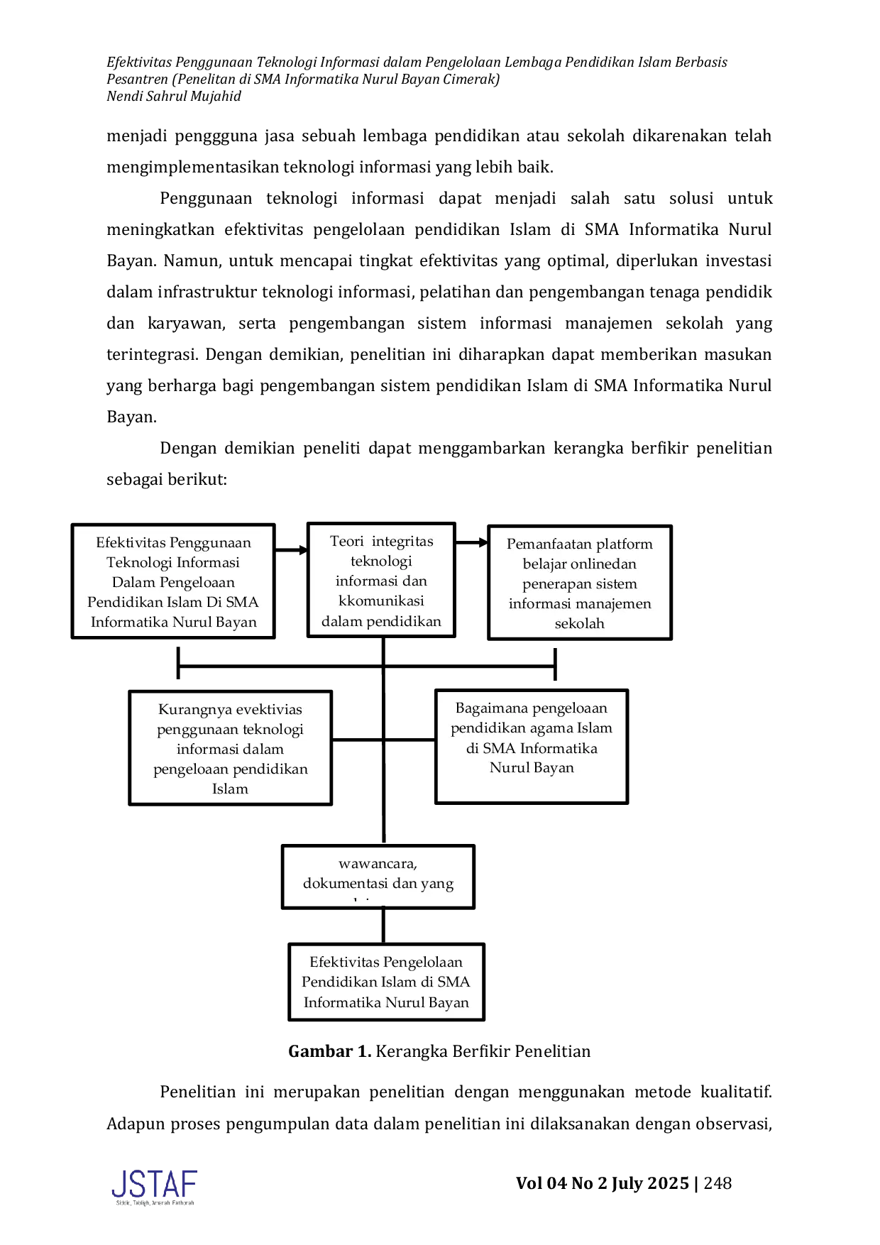 JURIS Efektivitas Penggunaan Teknologi Informasi dalam Pengelolaan Lembaga Pendidikan Islam Berbasis Pesantren Penelitan di SMA Informatika Nurul Bayan Cimerak