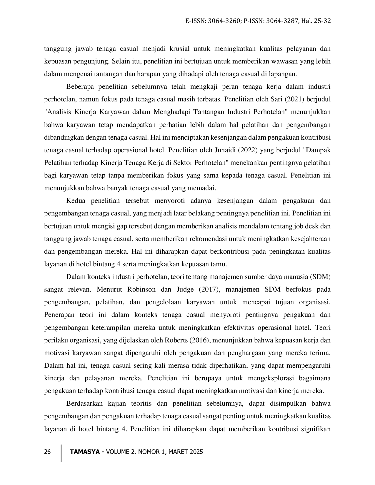 JURIS Peran Tenaga Cassual Dalam Operasional Hotel Bintang 4 Job Desk dan Tanggung Jawab