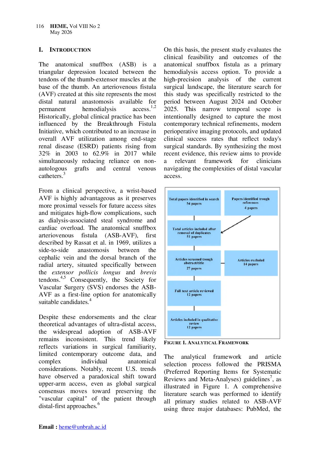 JURIS Arteriovenous Fistula Intervention on Snuffbox Area A Systematic Review