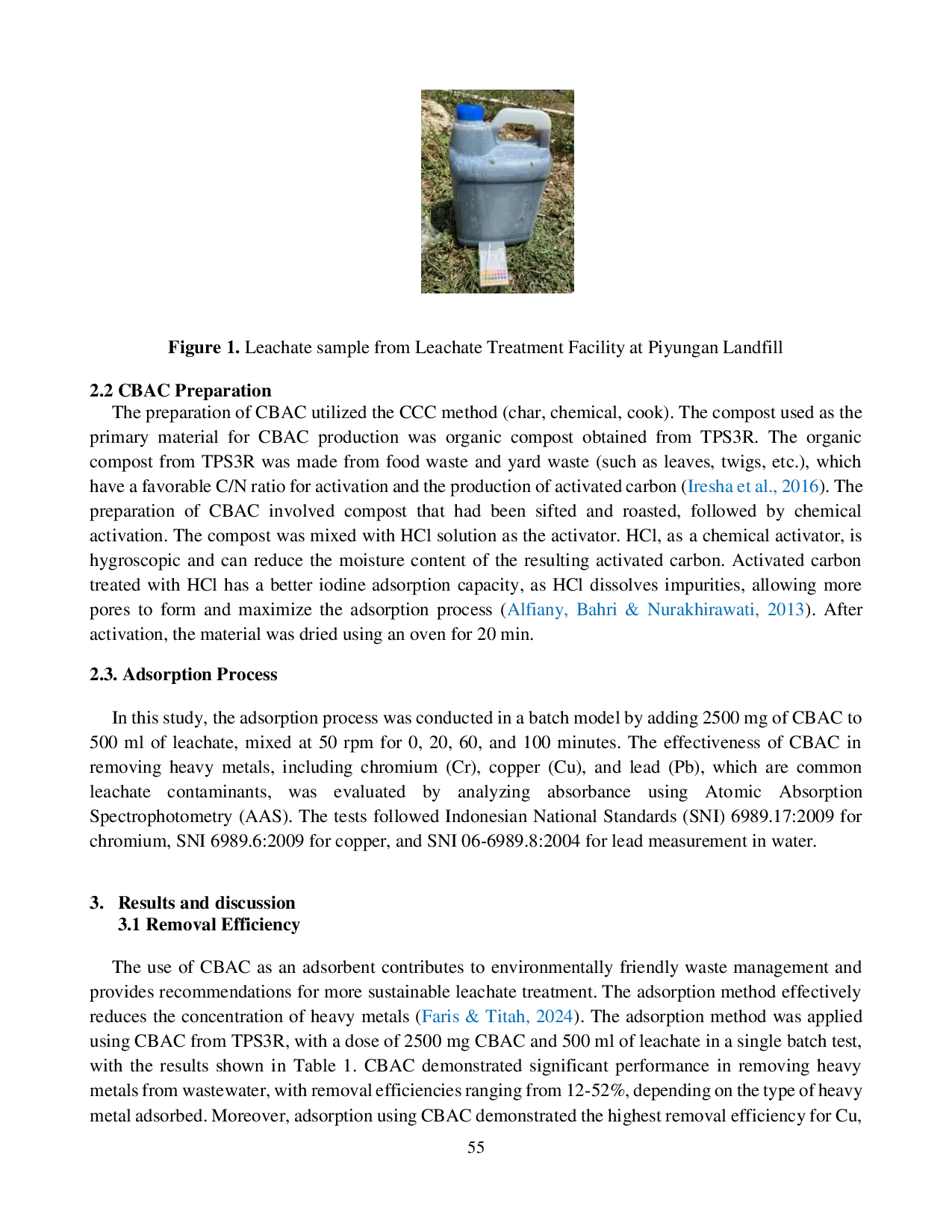 JURIS Analysis of the Effectiveness of Compost Based Activated Carbon for the Removal of Heavy Metals from Leachate at Piyungan Landfill
