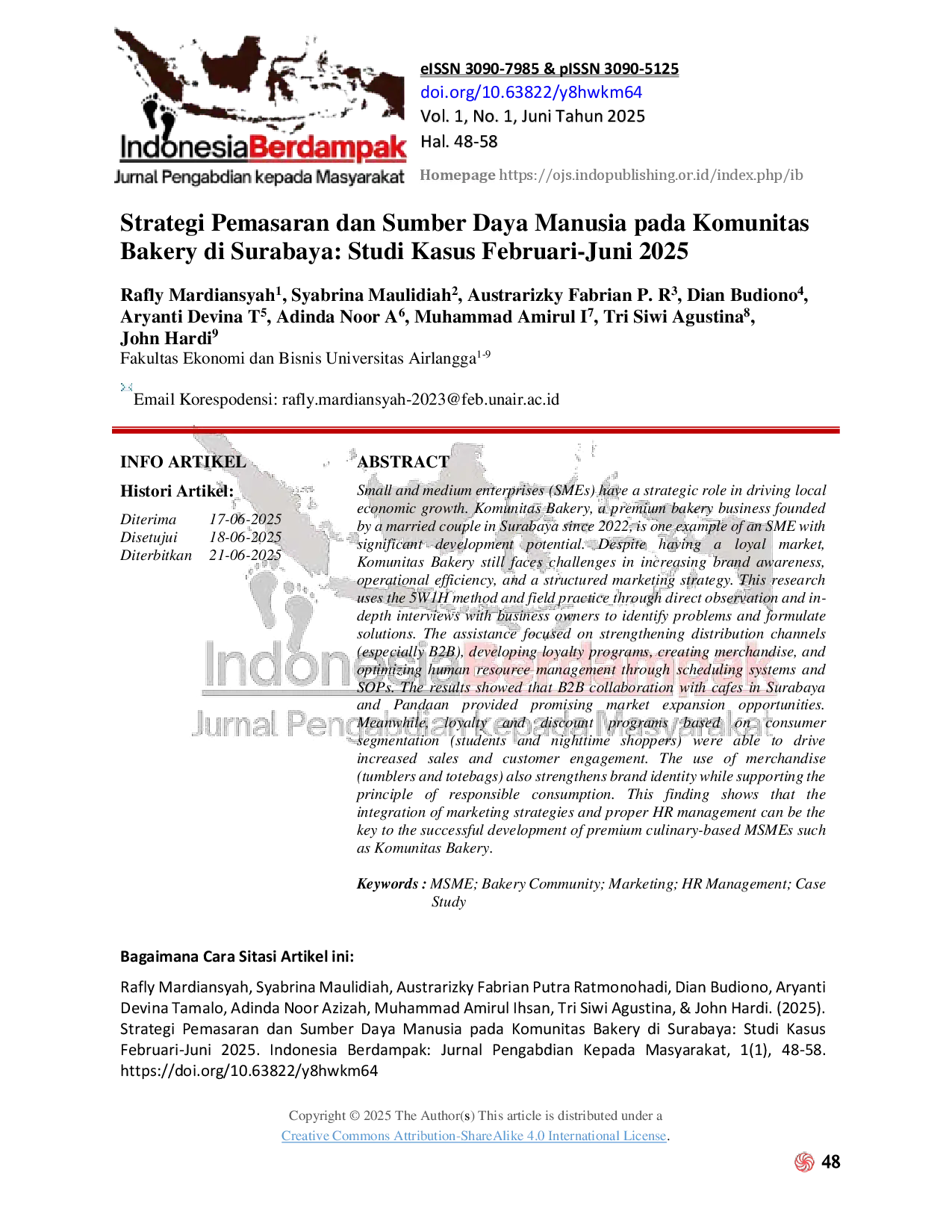 juris Strategi Pemasaran dan Sumber Daya Manusia pada Komunitas Bakery di Surabaya Studi Kasus Februari Juni 2025