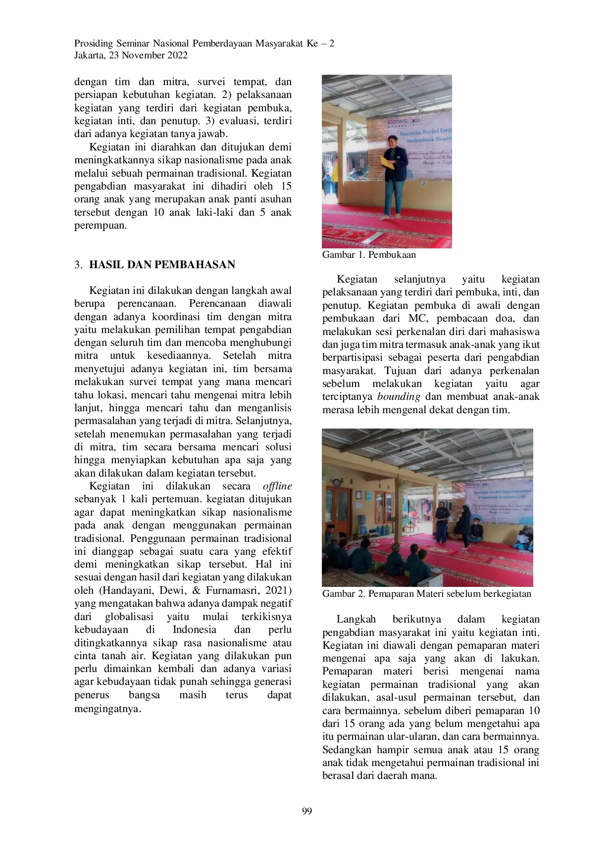 JURIS Peningkatan Sikap Nasionalisme pada Anak Melalui Permainan Tradisional di Panti Asuhan Yatim Dhuafa Al Aisyah