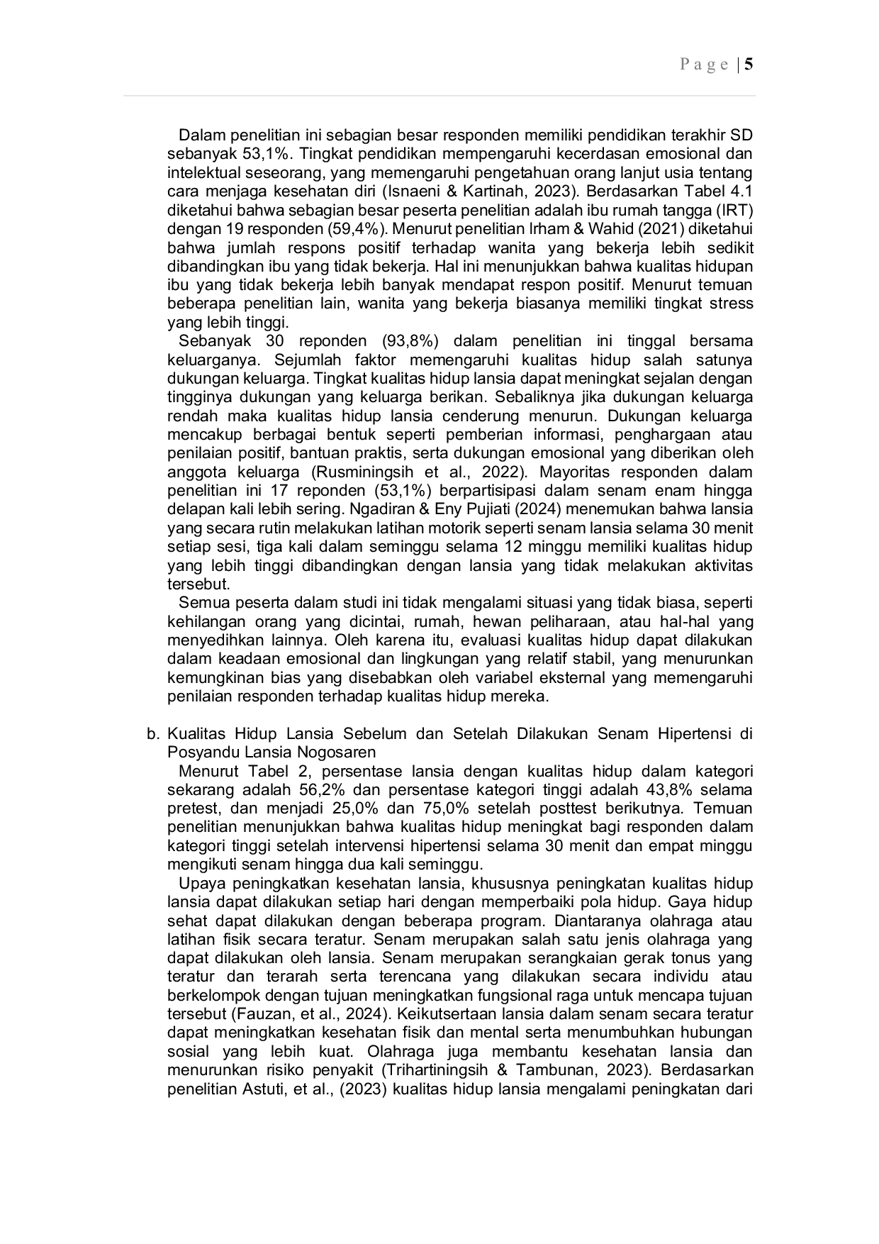 JURIS Pengaruh Senam Hipertensi Terhadap Peningkatan Kualitas Hidup di Posyandu Lansia Nogosaren