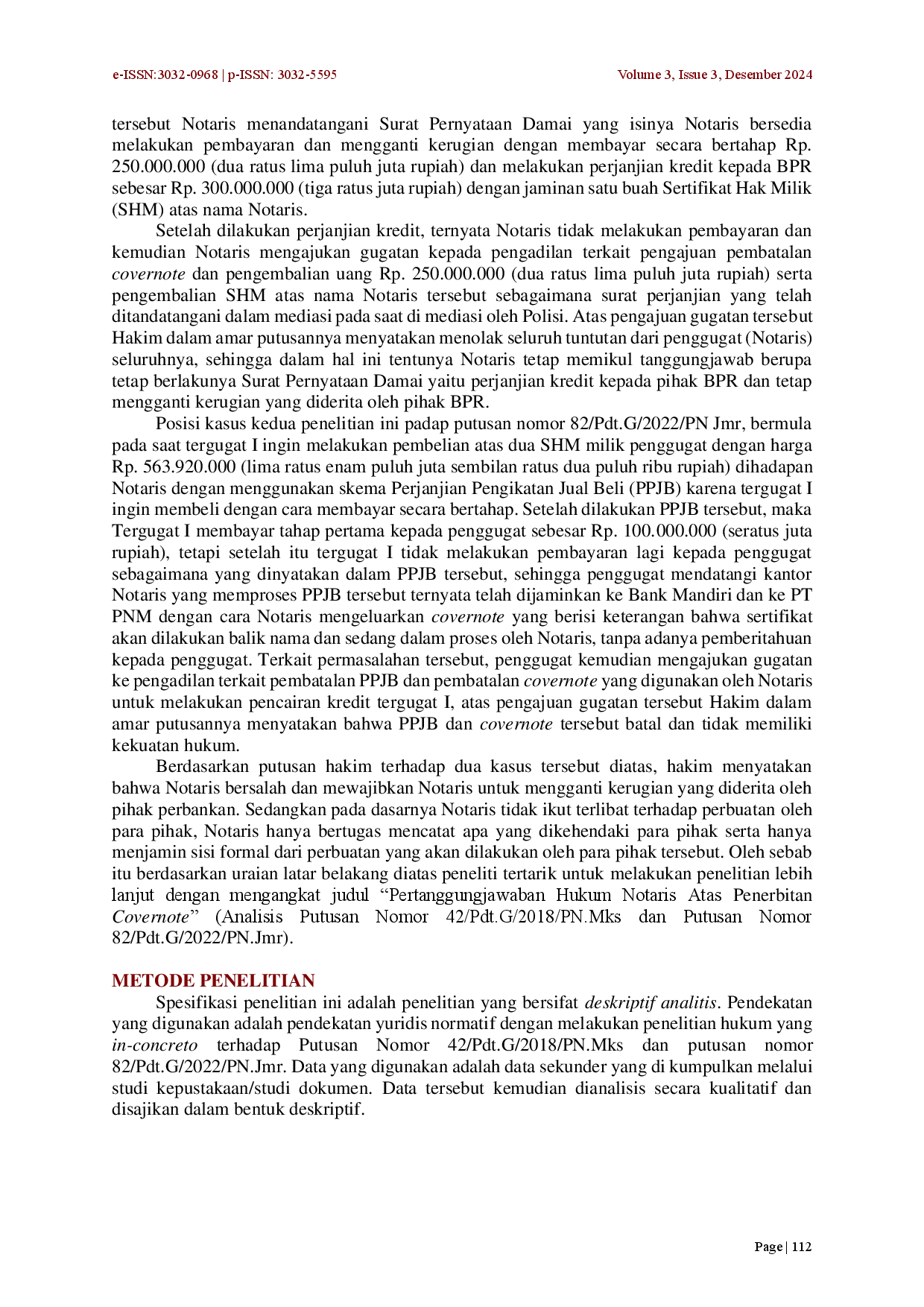 juris Pertanggungjawaban Hukum Notaris Atas Penerbitan Covernote