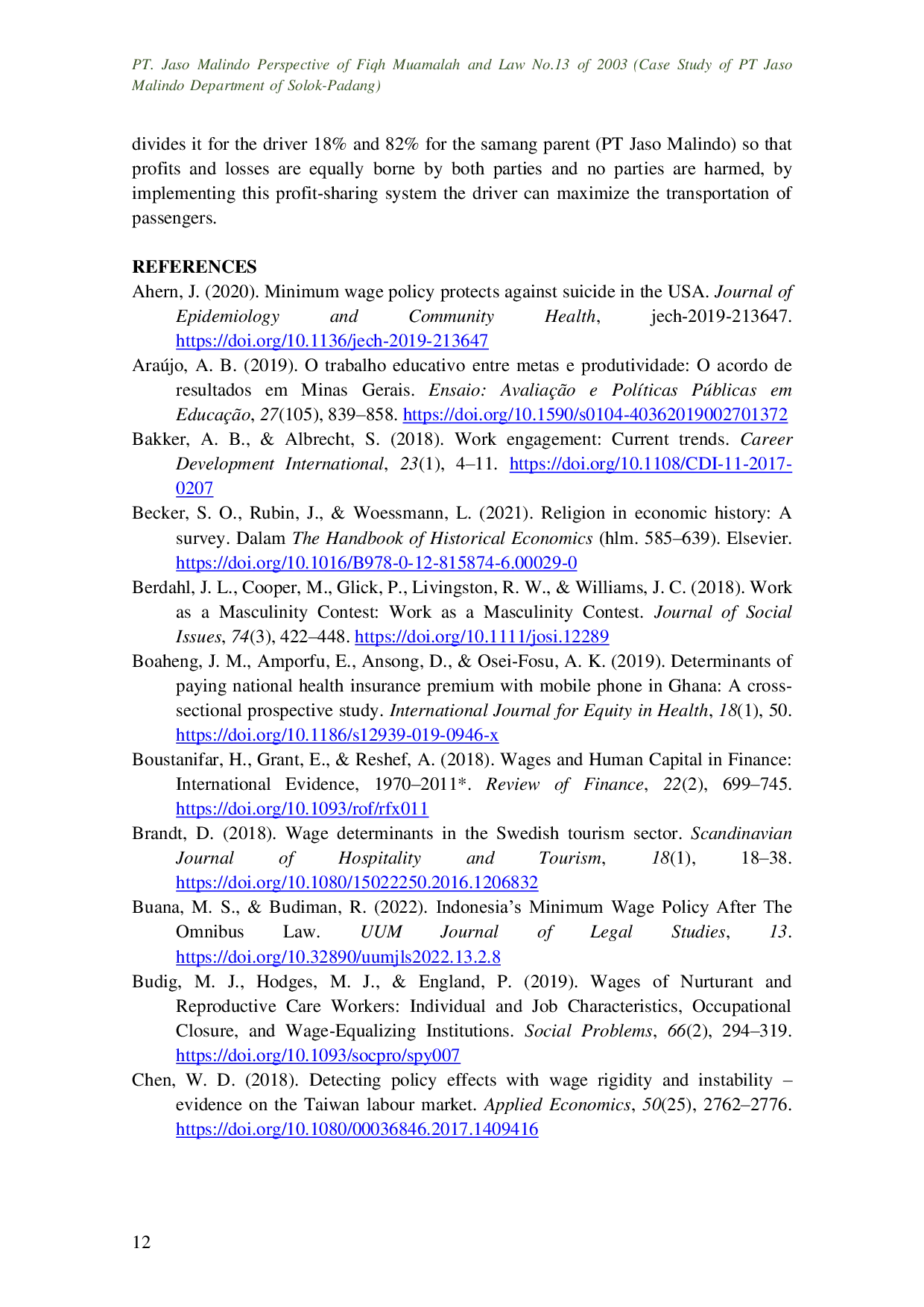 JURIS PT Jaso Malindo Perspective Of Fiqh Muamalah And Law No 13 Of 2003 Case Study Of PT Jaso Malindo Department Of Solok Padang