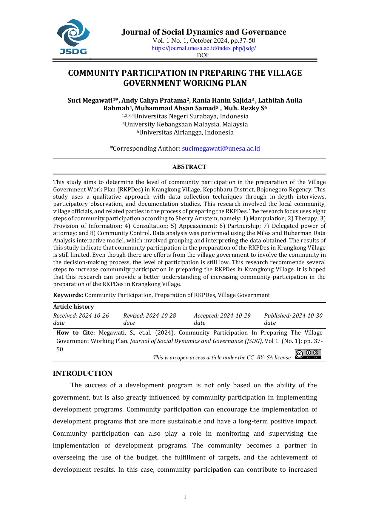 JURIS Community Participation In Preparing The Village Government Working Plan