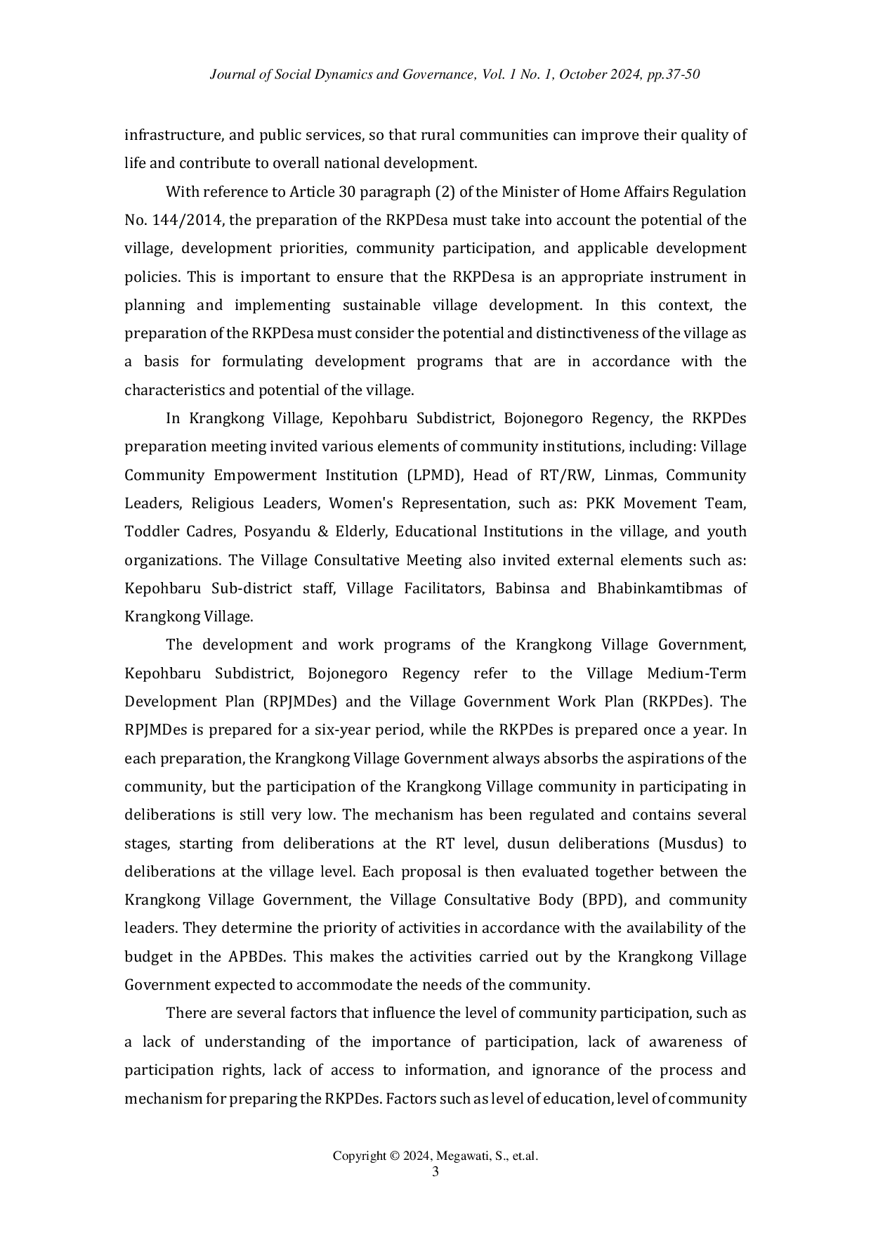 JURIS Community Participation In Preparing The Village Government Working Plan