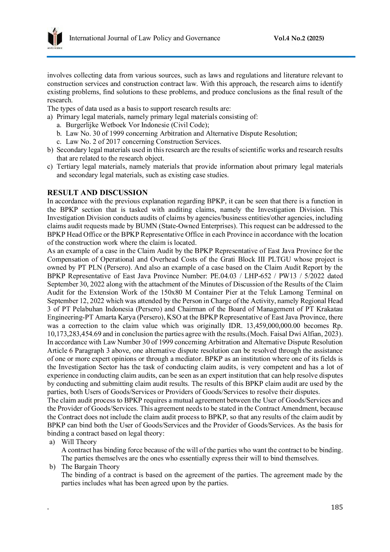 JURIS Audit Klaim oleh BPKP Badan Pengawas Keuangan dan Pembangunan pada Kontrak Konstruksi di BUMN