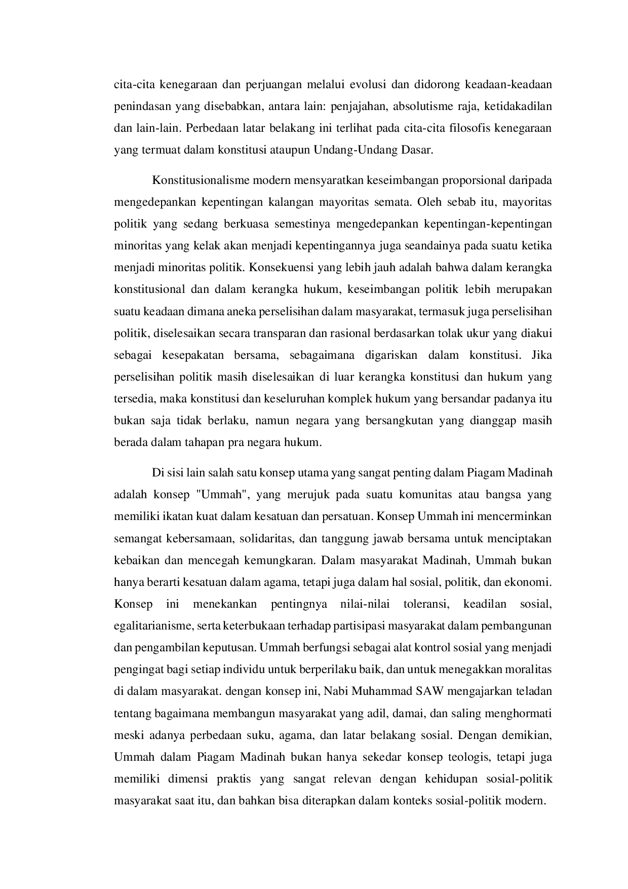 JURIS A Comparison of the Medina Charter and Modern Constitutions in the Concept of Ummah and Pluralism