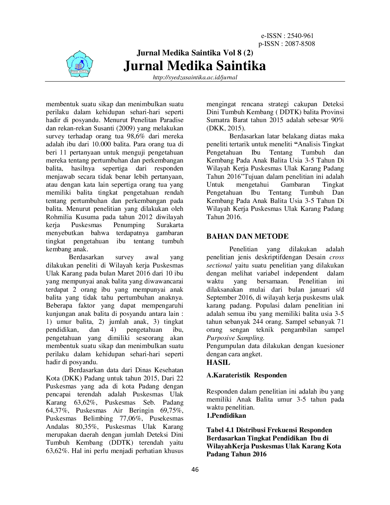 JURIS Analisis Tingkat Pengetahuan Ibu Tentang Tumbuh dan Kembang Pada Anak Balita Usia 3 5