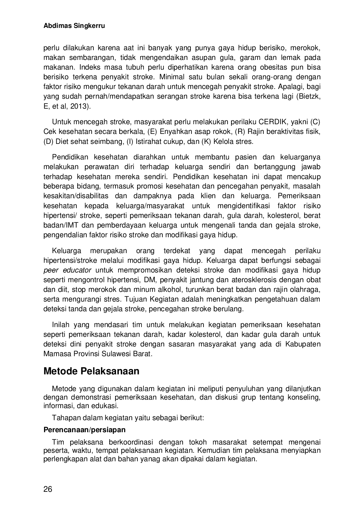 JURIS Deteksi Dini Risiko Penyakit Stroke Pada Masyarakat Mamasa