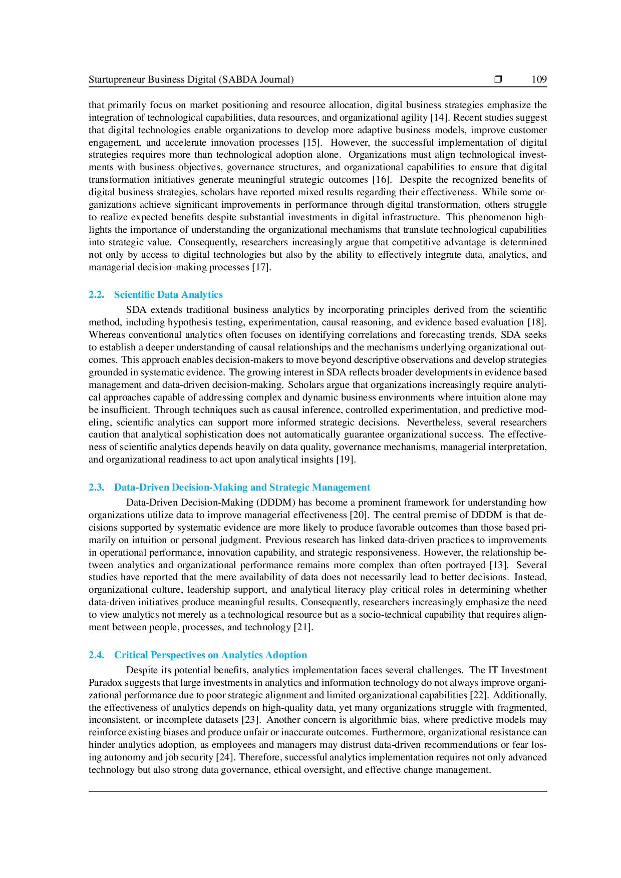 JURIS Integrating Scientific Data Analytics into Digital Business Strategy