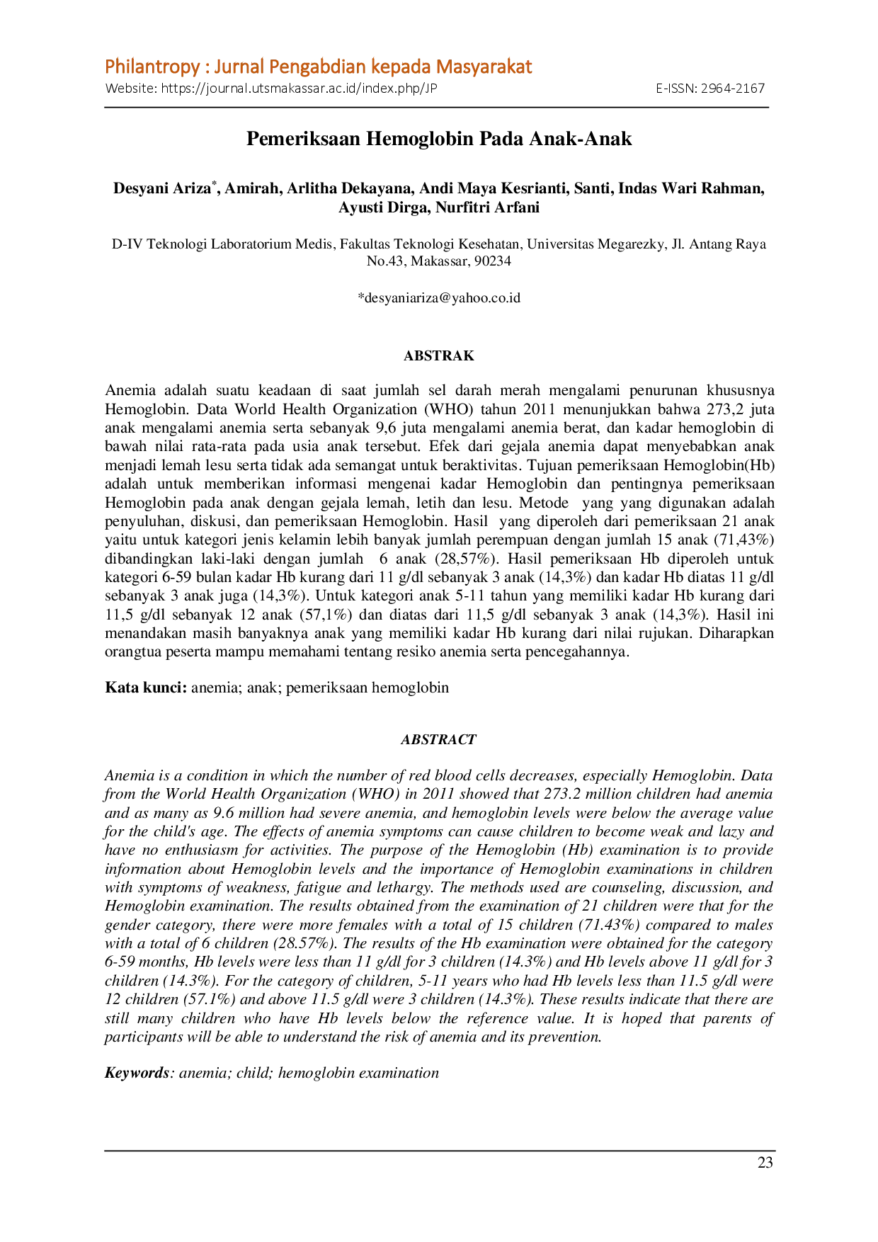 juris Pemeriksaan Hemoglobin Pada Anak Anak