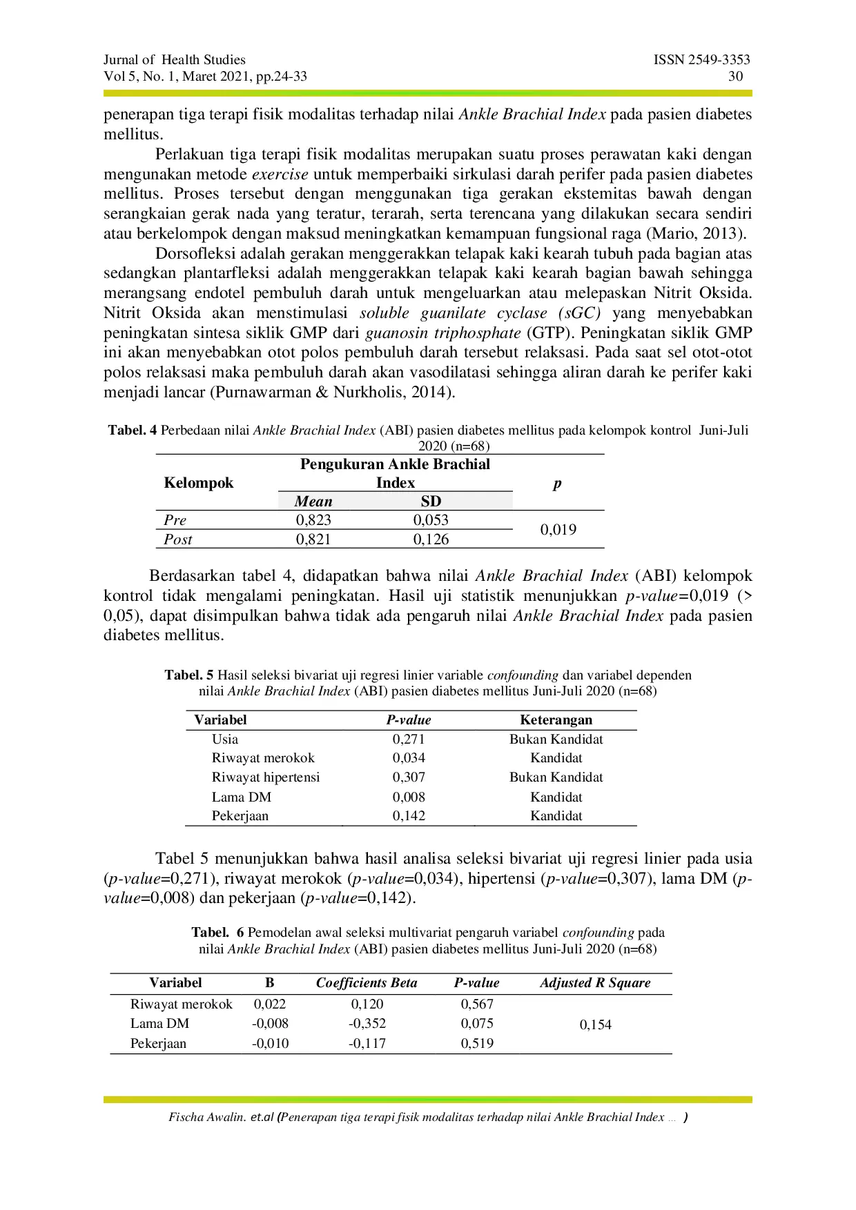 juris Penerapan 3 Terapi Fisik Modalitas Terhadap Nilai Ankle Brachial Index ABI Pada Pasien Diabetes Melitus Tipe 2