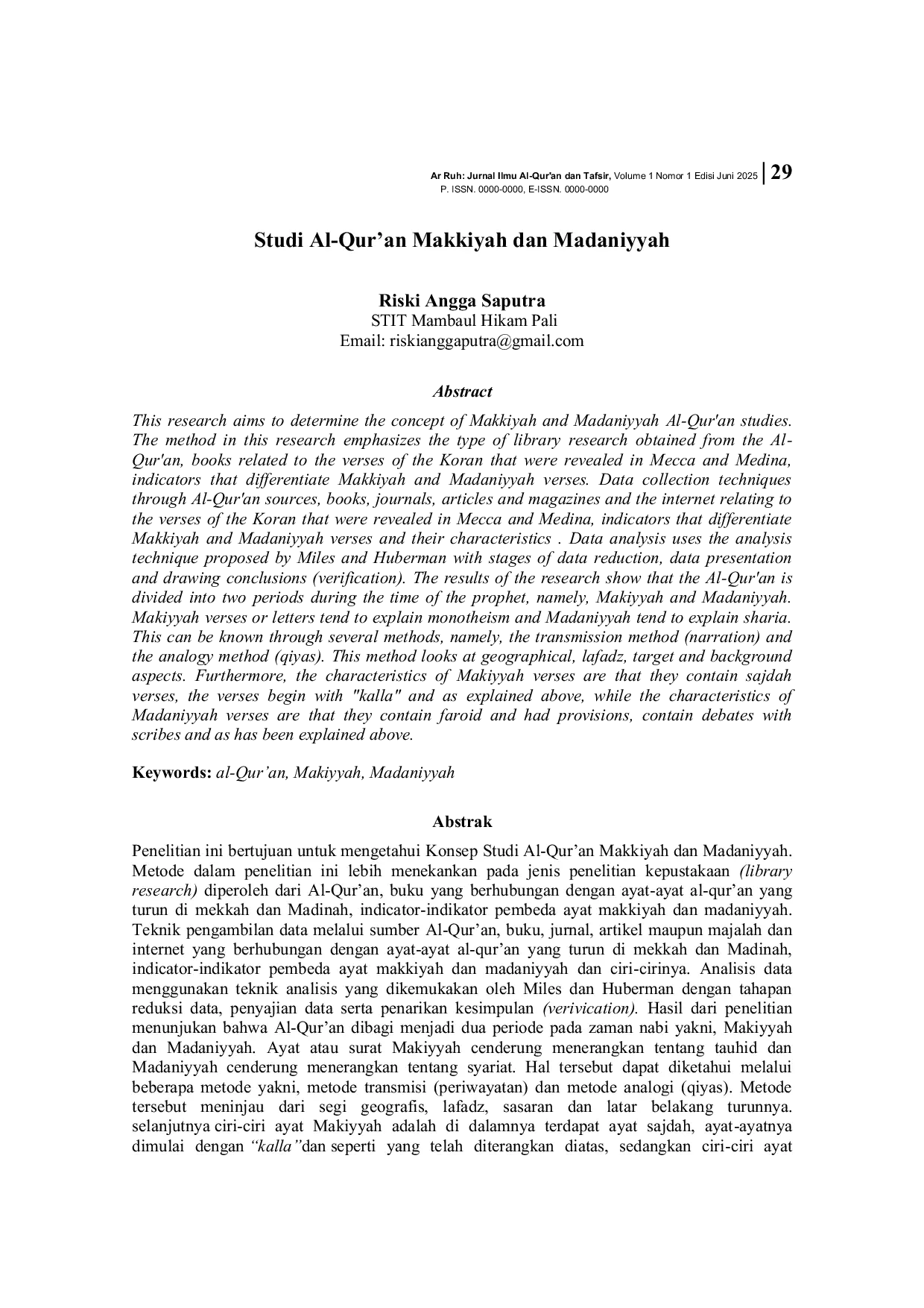 JURIS Studi Al Qur an Makkiyah dan Madaniyyah