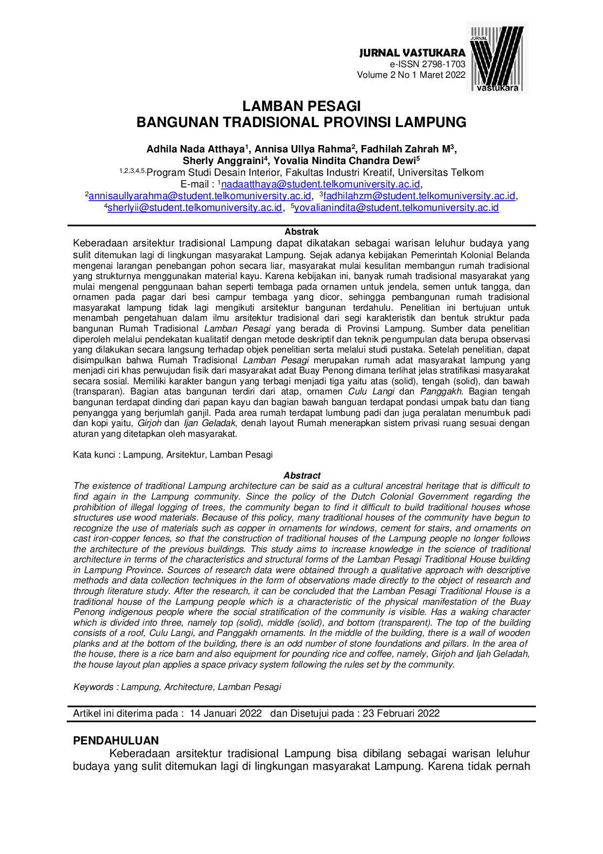 JURIS Lamban Pesagi Bangunan Tradisional Provinsi Lampung