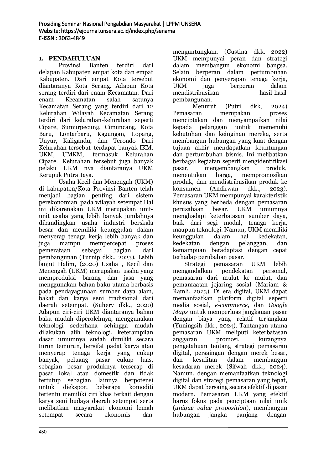 JURIS Peningkatan Pemasaran Dan Implementasi Google Maps Pada UKM Kerupuk Putra Jaya Di Kecamatan Serang