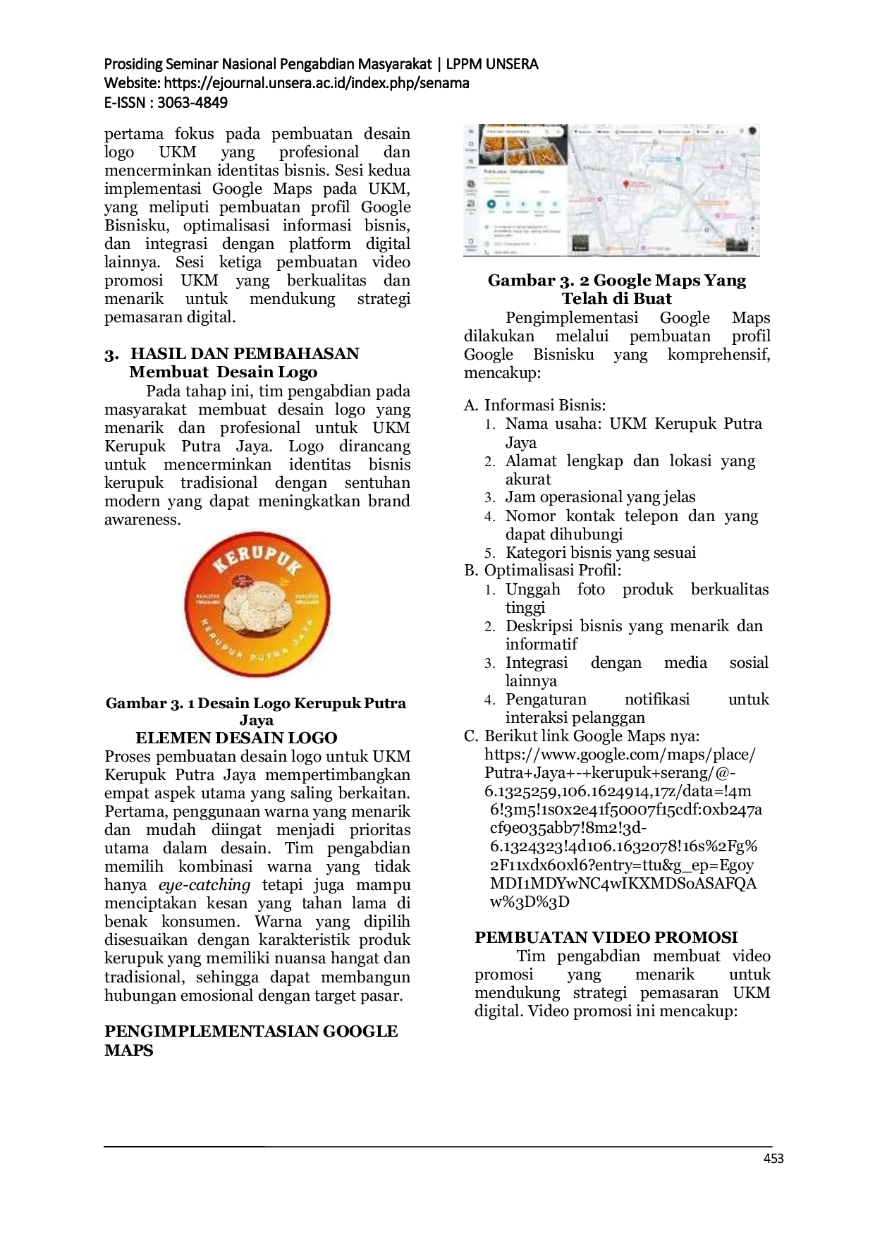 JURIS Peningkatan Pemasaran Dan Implementasi Google Maps Pada UKM Kerupuk Putra Jaya Di Kecamatan Serang