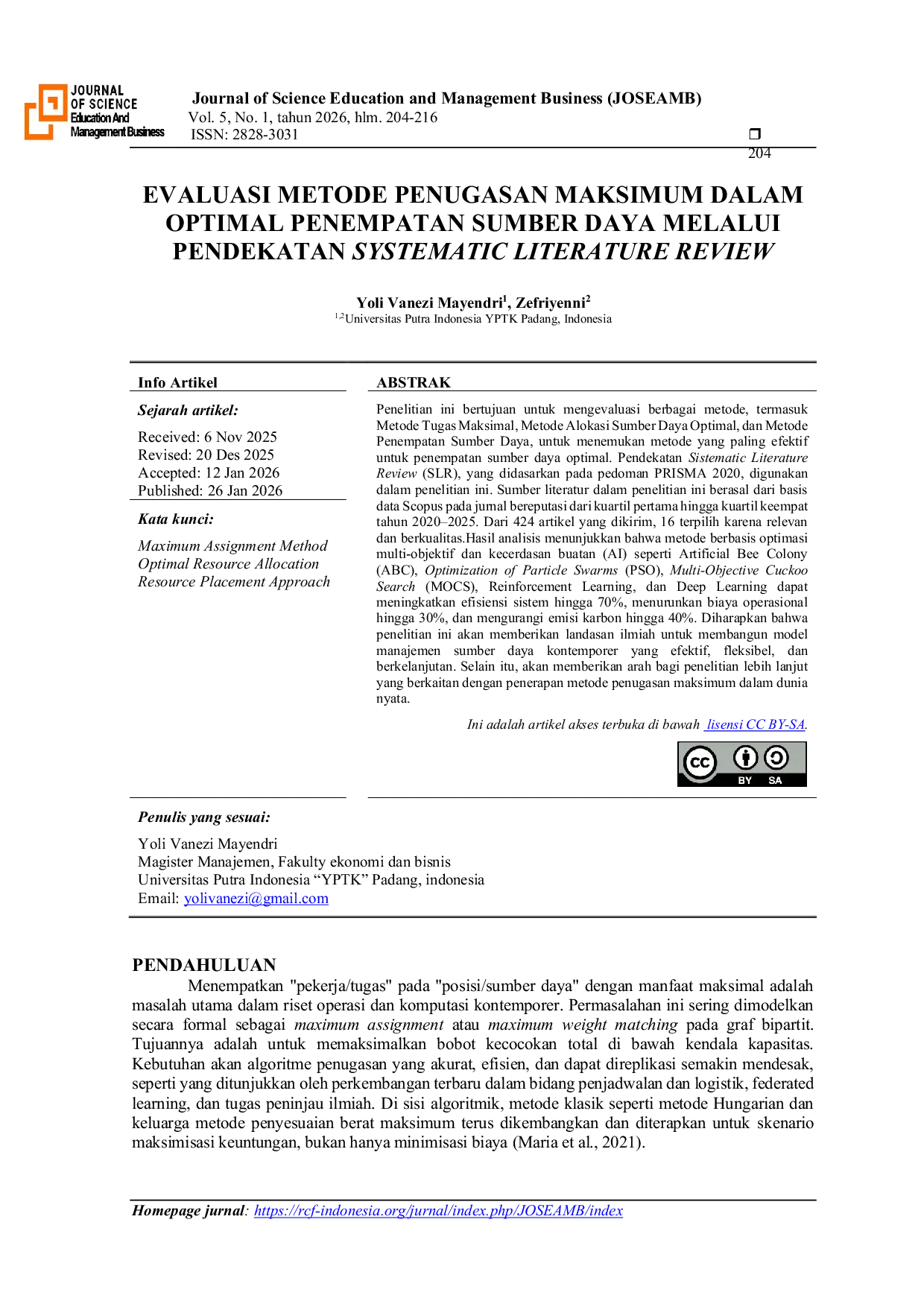 JURIS Evaluasi Metode Penugasan Maksimum Dalam Optimal Penempatan Sumber Daya Melalui Pendekatan Systematis Literature Review