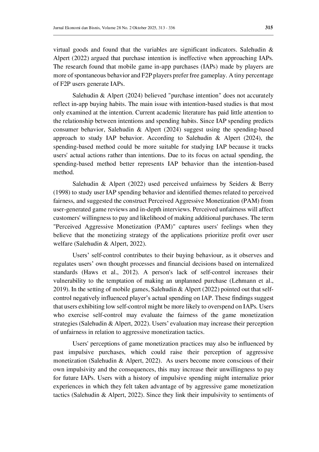 JURIS The influence of perceived aggressive monetization on mobile gamers in app purchase behavior