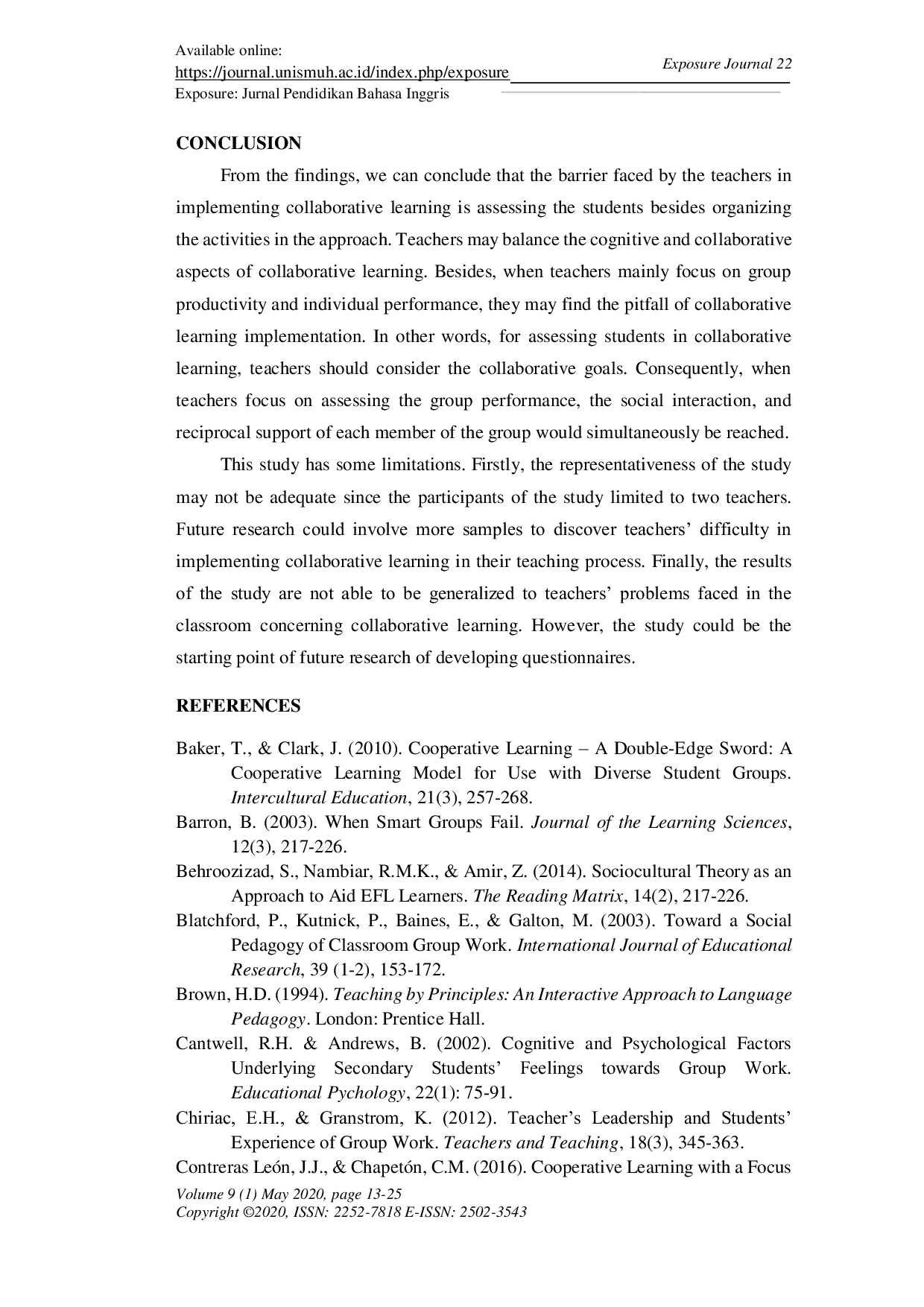 JURIS Collaborative Learning As The Manifestation Of Sociocultural Theory Teachers Perspectives
