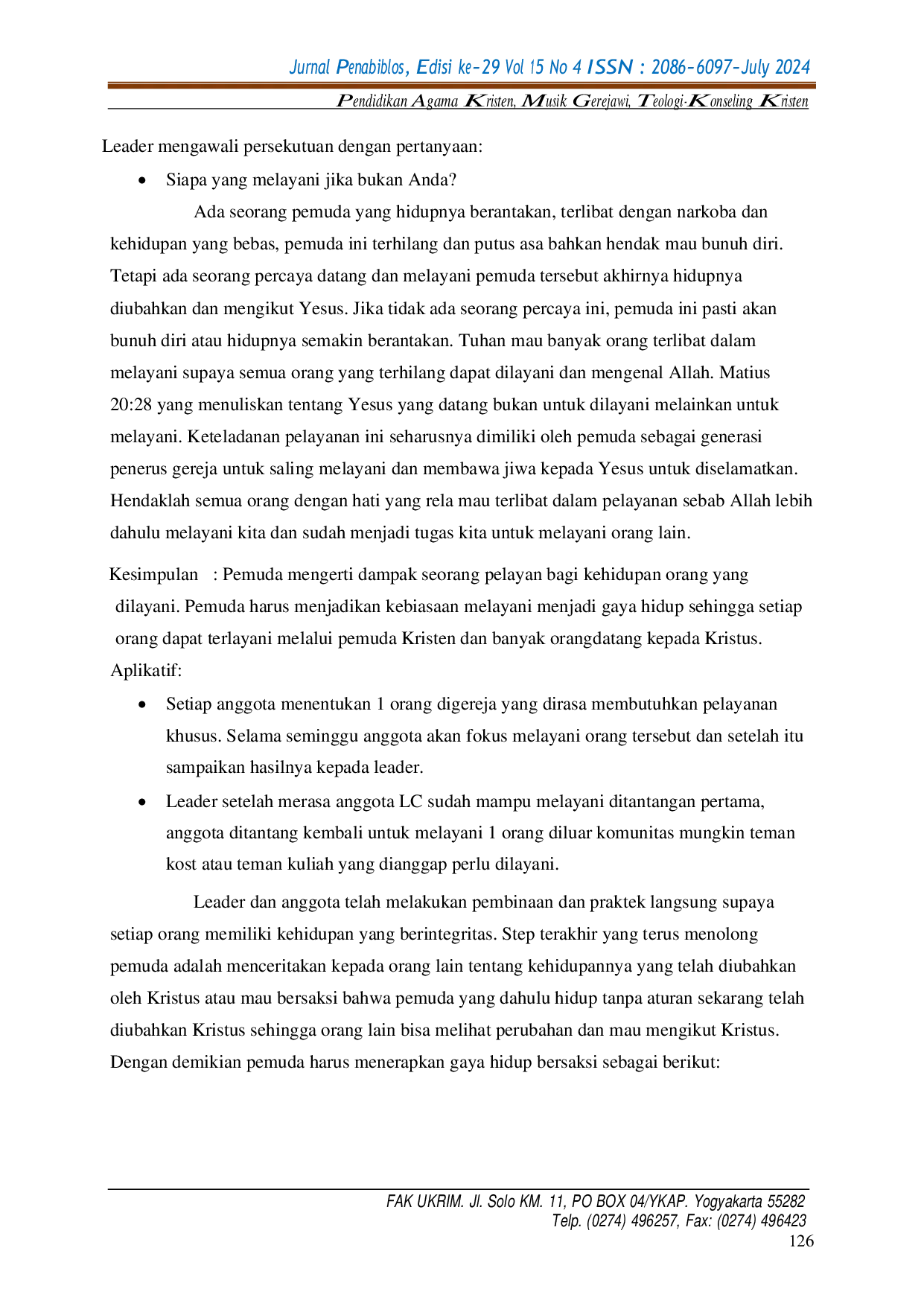 JURIS Pertumbuhan Iman dan Pembentukan Gaya Hidup Pemuda GKN Gloria Yogyakarta Melalui Love Community