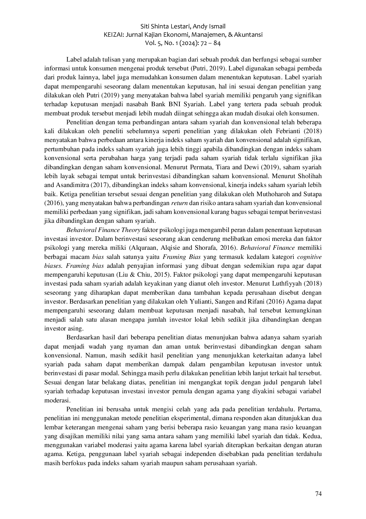 JURIS Dampak Label Syariah pada Keputusan Investasi Investor Pemula dengan Agama sebagai Moderasi