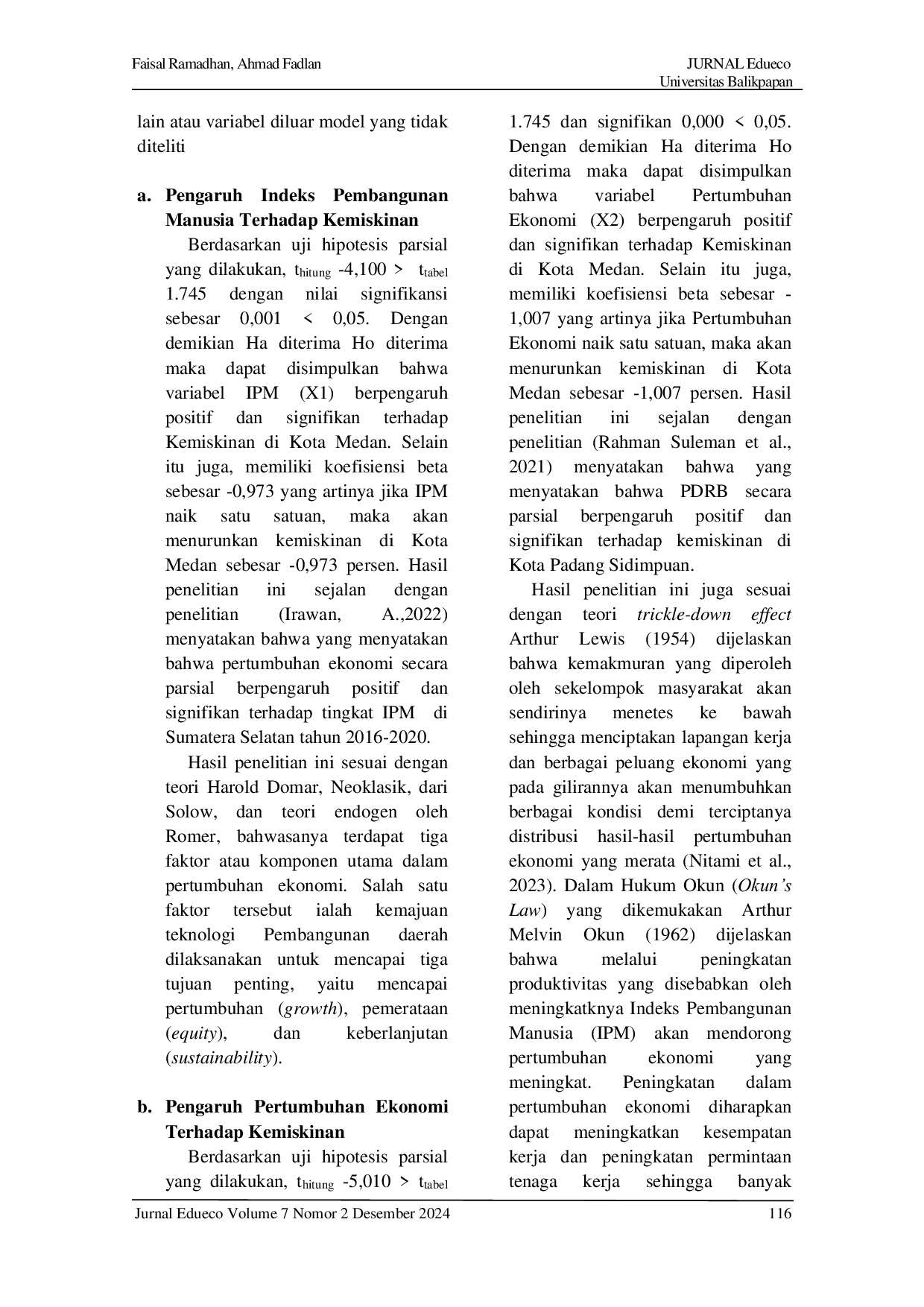 JURIS Analisis Faktor Faktor Yang Mempengaruhi Kemiskinan Di Kota Medan