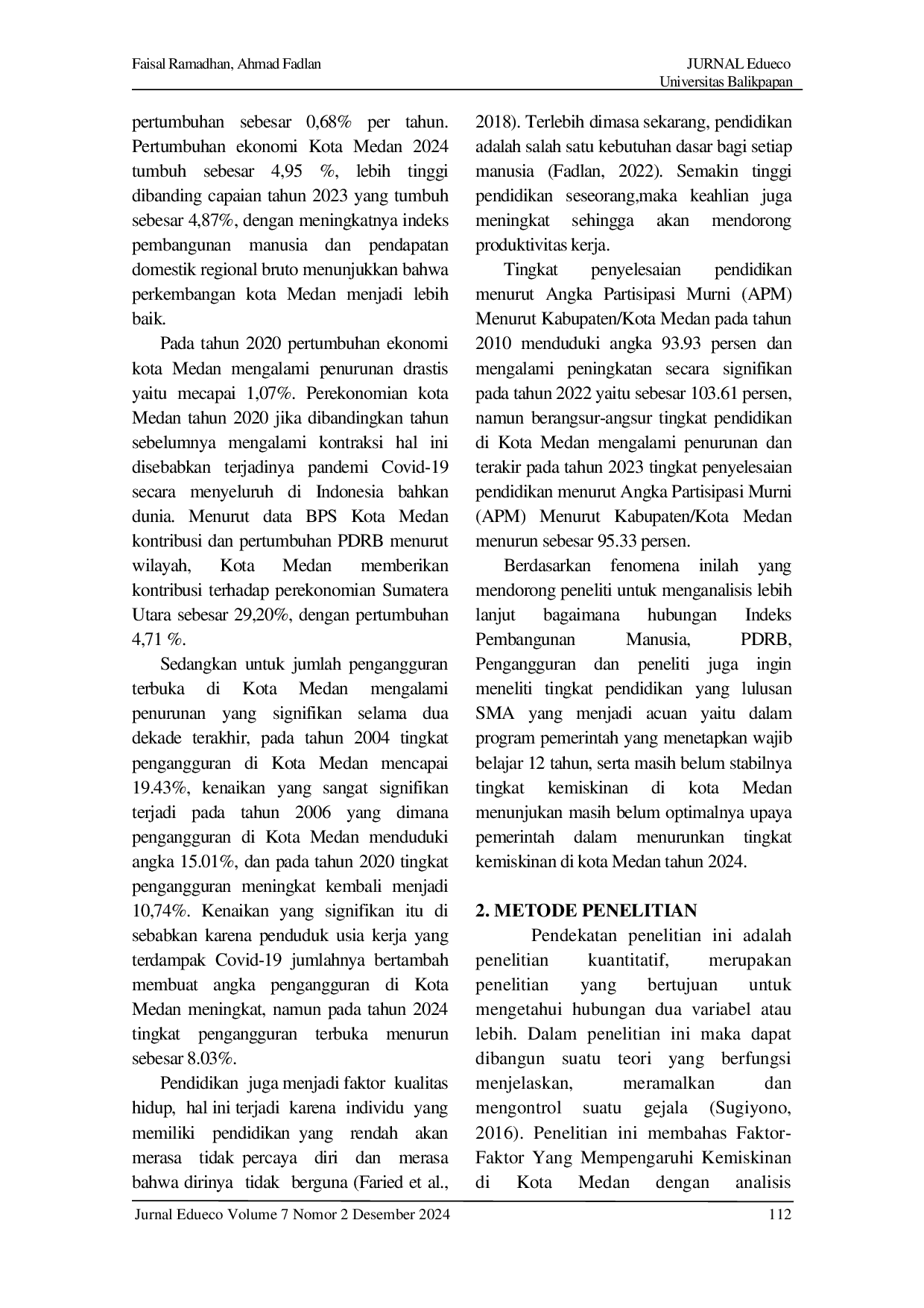 JURIS Analisis Faktor Faktor Yang Mempengaruhi Kemiskinan Di Kota Medan