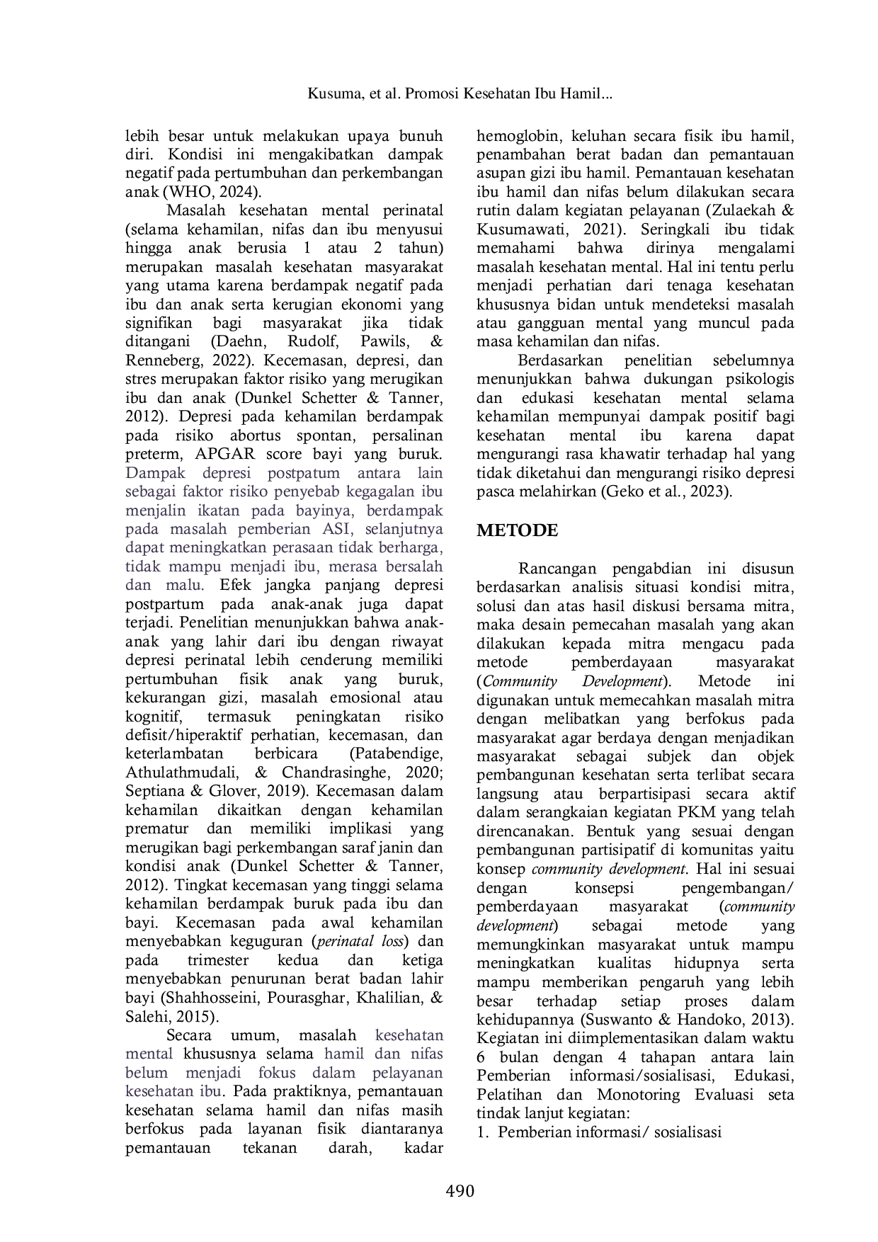 JURIS Promosi Kesehatan Ibu Hamil dalam Mempersiapkan Kesehatan Mental pada Masa Nifas Untuk Mencapai ASI Eksklusif