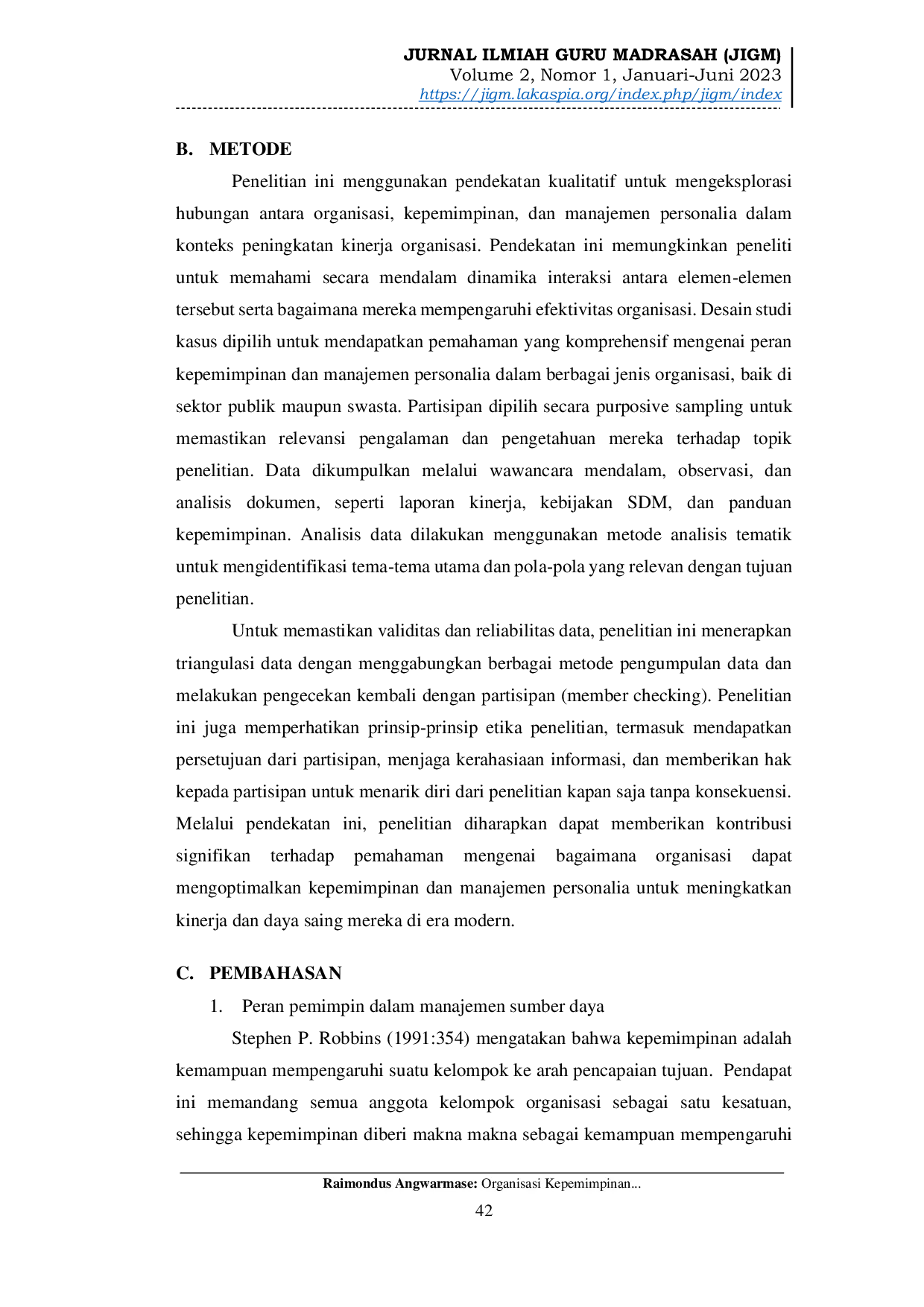 JURIS Organisasi Kepemimpinan dan Manajemen Personalia