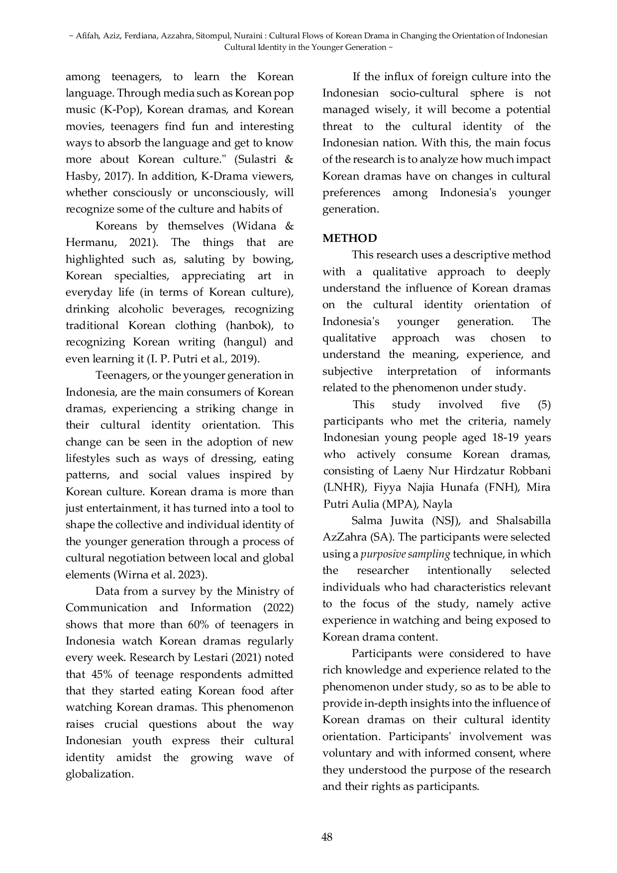 JURIS Cultural Flows of Korean Drama in Changing the Orientation of Indonesian Cultural Identity in the Younger Generation