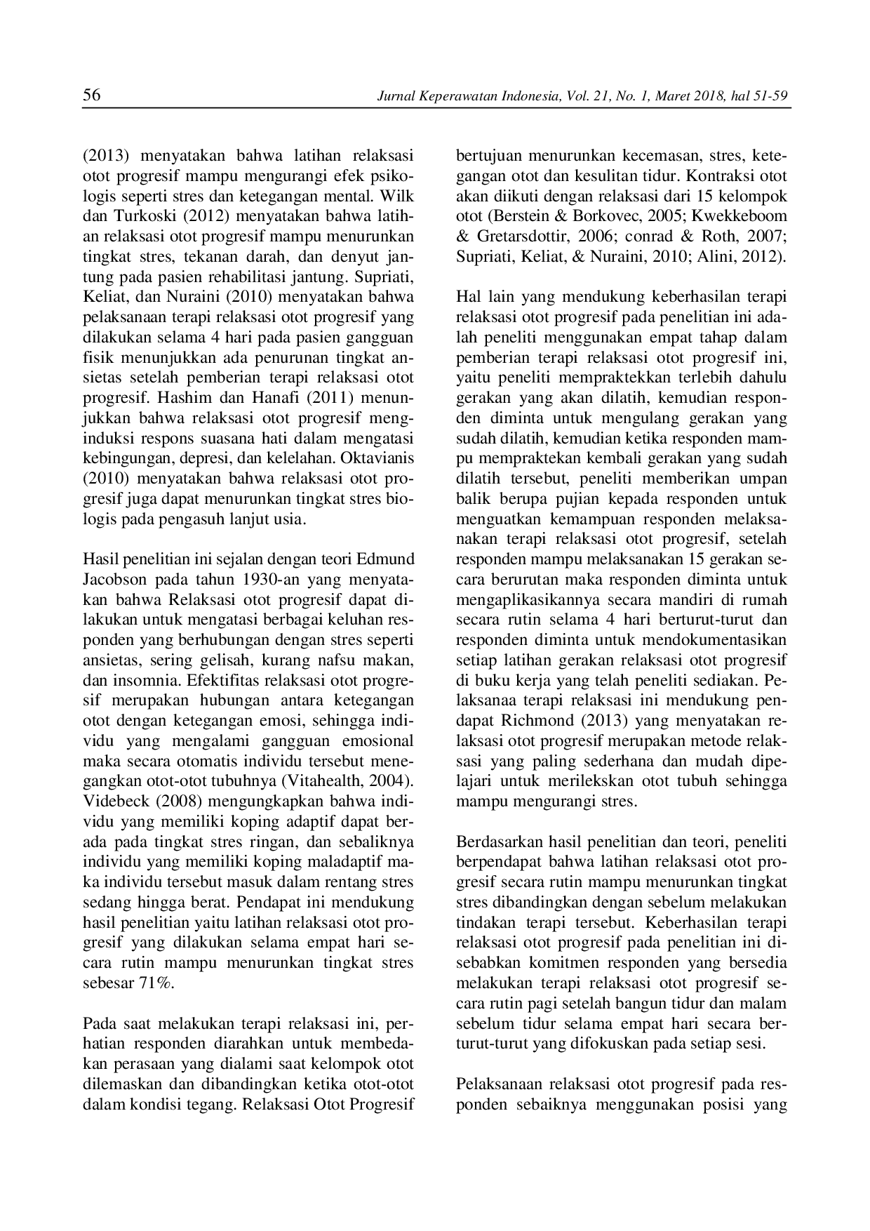 juris Relaksasi Otot Progresif Menurunkan Stres Keluarga Yang Merawat Pasien Gangguan Jiwa