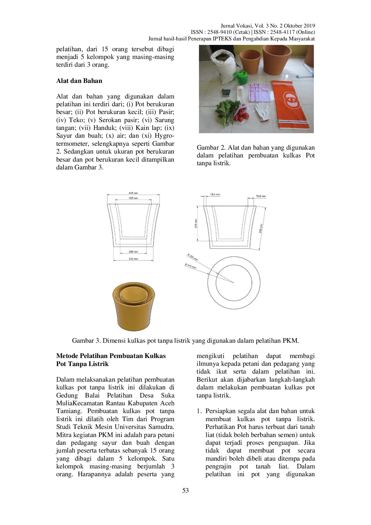 JURIS Pelatihan Pembuatan Kulkas Pot Tanpa Listrik Dari Tanah Liat Sebagai Penyimpanan Dingin Sayur Dan Buah