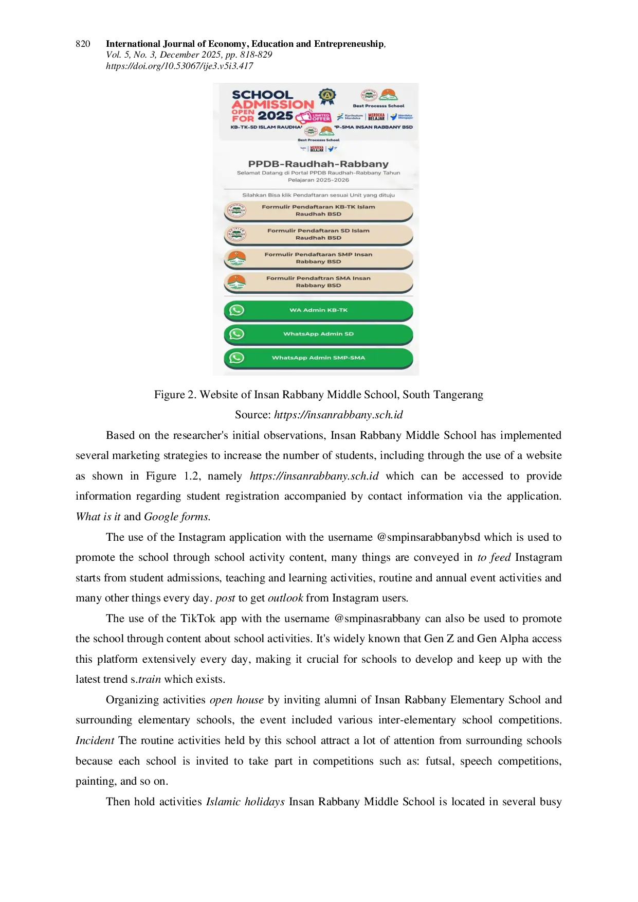 JURIS Marketing Strategy Analysis In An Effort To Increase The Number Of Students At Insan Rabbany Bsd Junior High School South Tangerang City