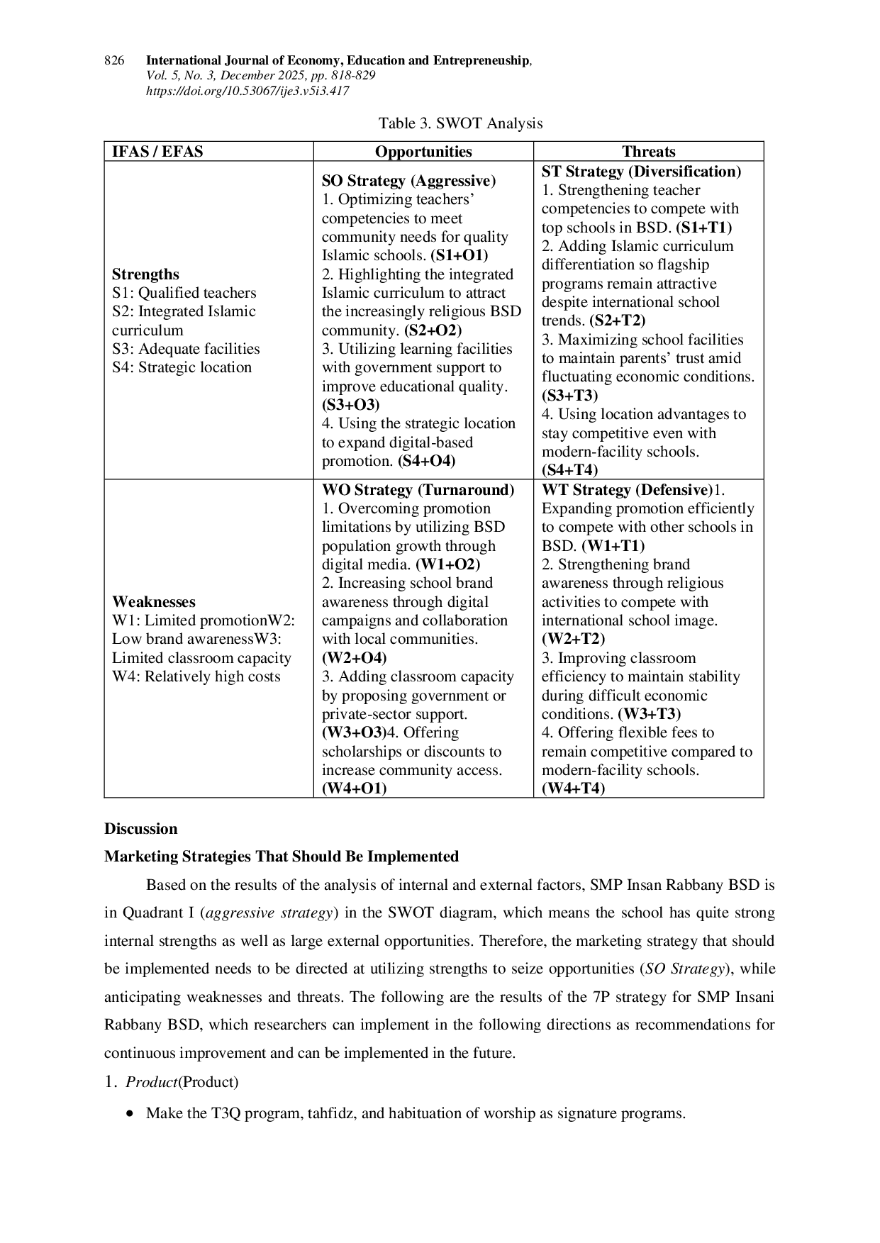 JURIS Marketing Strategy Analysis In An Effort To Increase The Number Of Students At Insan Rabbany Bsd Junior High School South Tangerang City