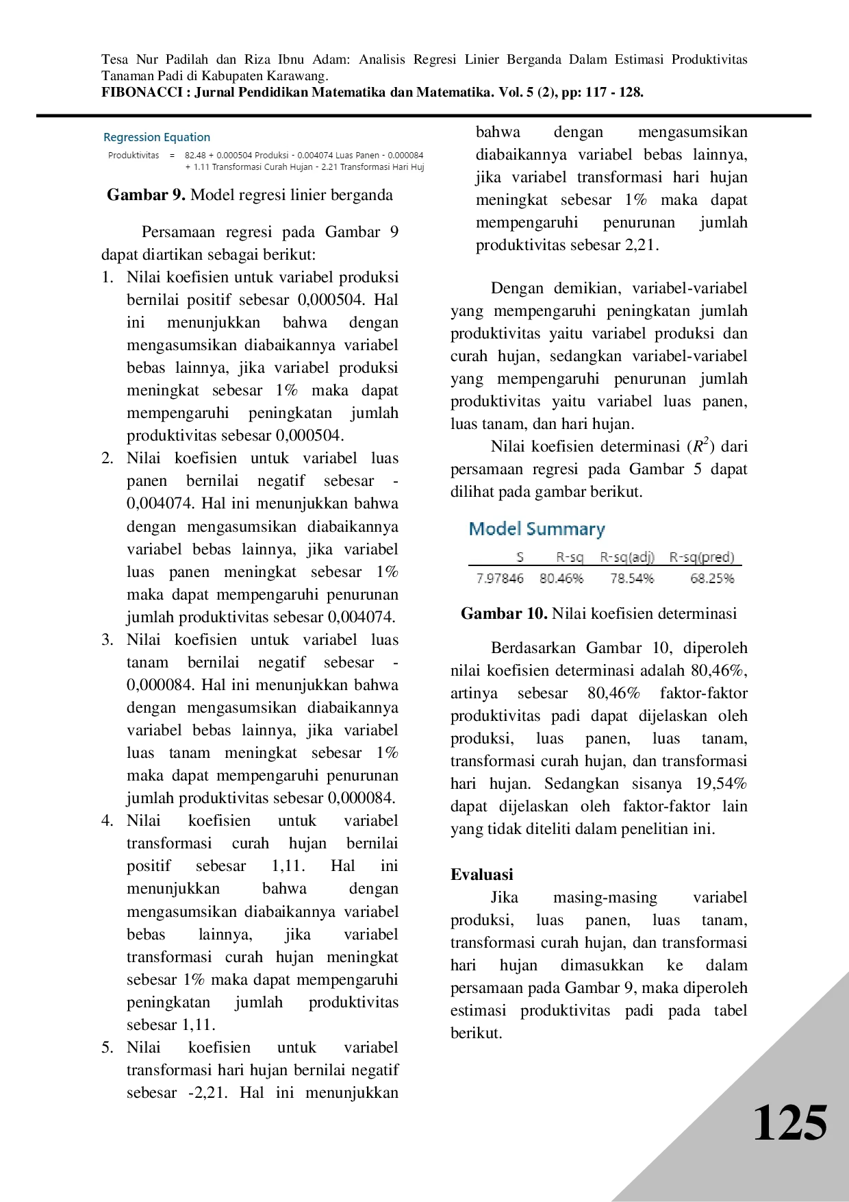 JURIS Analisis Regresi Linier Berganda Dalam Estimasi Produktivitas Tanaman Padi Di Kabupaten Karawang