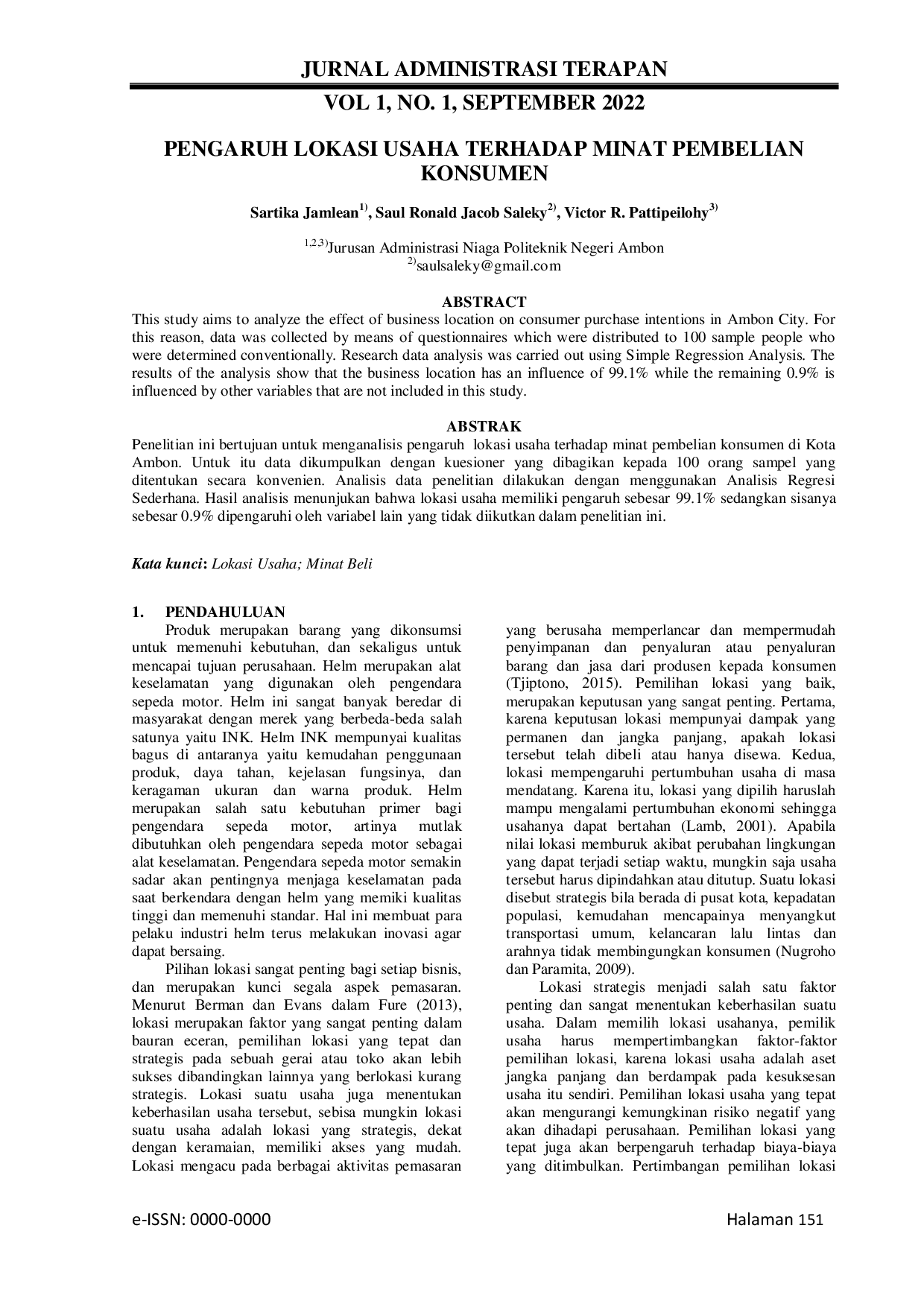 JURIS Pengaruh Lokasi Usaha Terhadap Minat Pembelian Konsumen