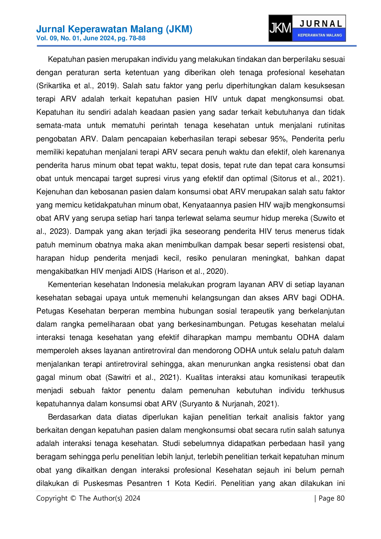 JURIS HUBUNGAN INTERAKSI PROFESIONAL KESEHATAN DENGAN KEPATUHAN MINUM OBAT PADA PASIEN HIV AIDS