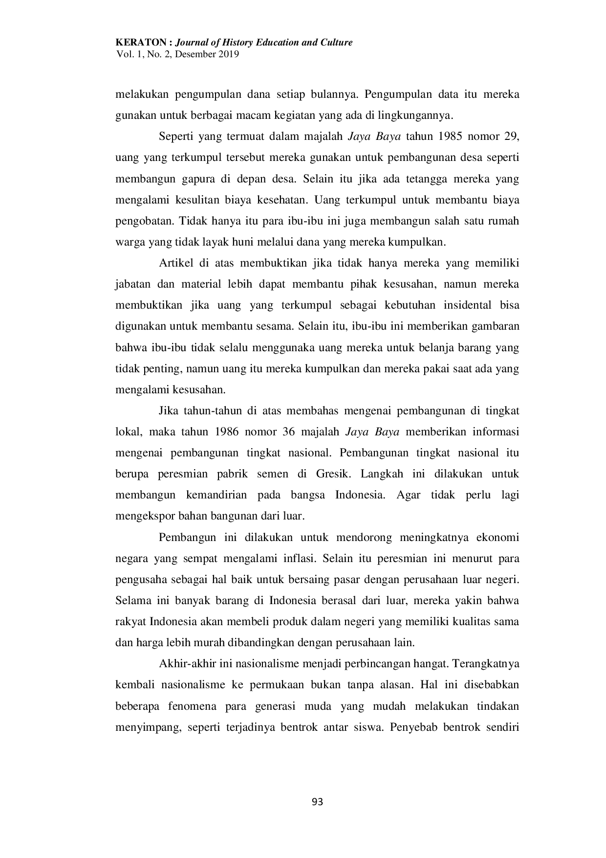 JURIS Nasionalisme Moh Hatta Dalam Majalah Jaya Baya Tahun 1984 1986