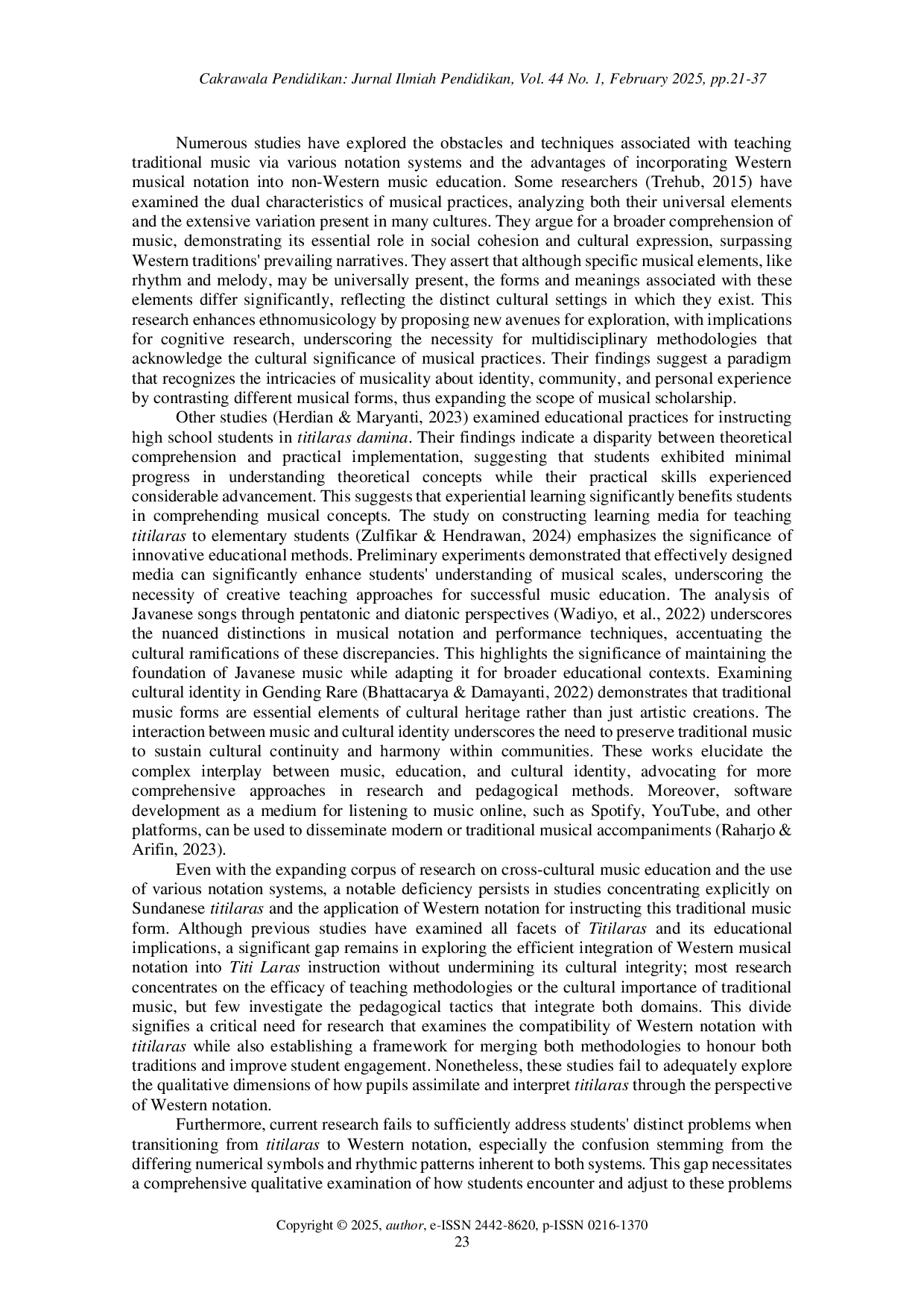 juris Implementing Western musical notation in teaching Sundanese titilaras Qualitative action research