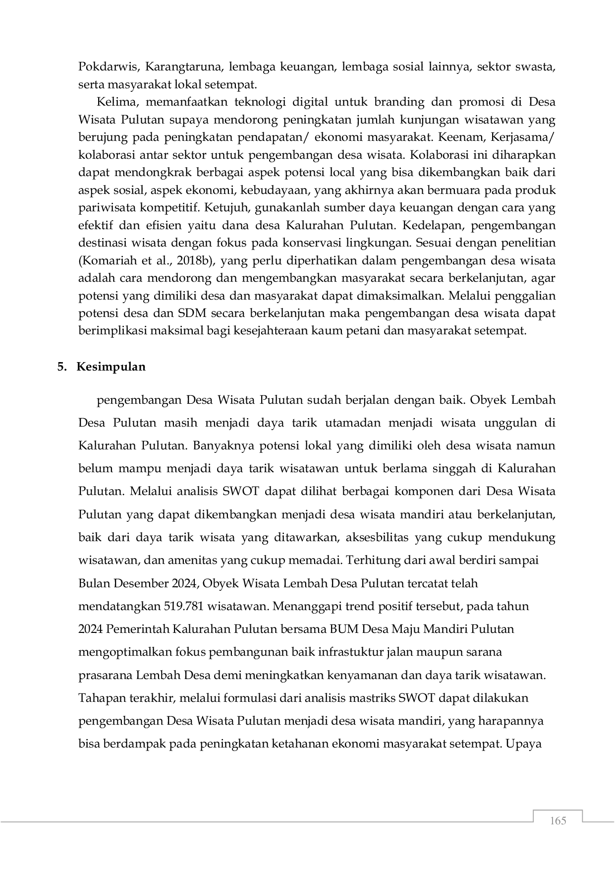 JURIS Strategi Pengembangan Desa Wisata Pulutan Menuju Desa Wisata Mandiri di Kabupaten Gunungkidul