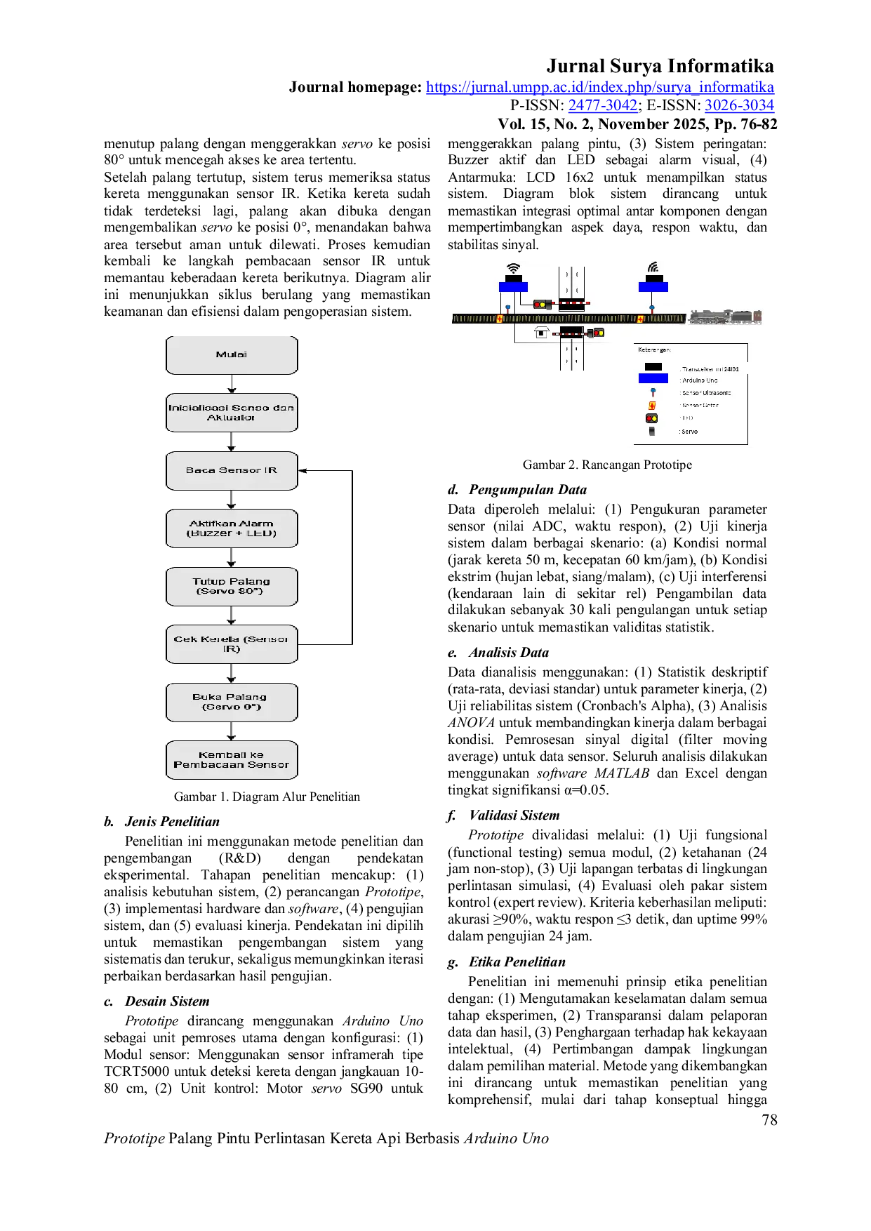 JURIS Prototipe Palang Pintu Perlintasan Kereta Api Berbasis Arduino Uno