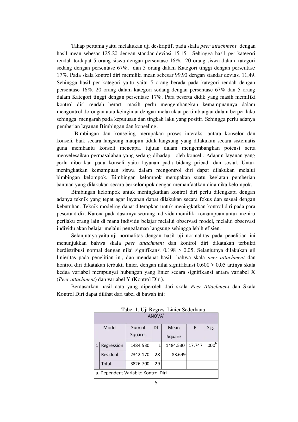 JURIS Pengaruh Peer Attachment Terhadap Kontrol Diri Siswa Kelas VIII SMP Negeri 3 Tenggarong Tahun 2021 2022