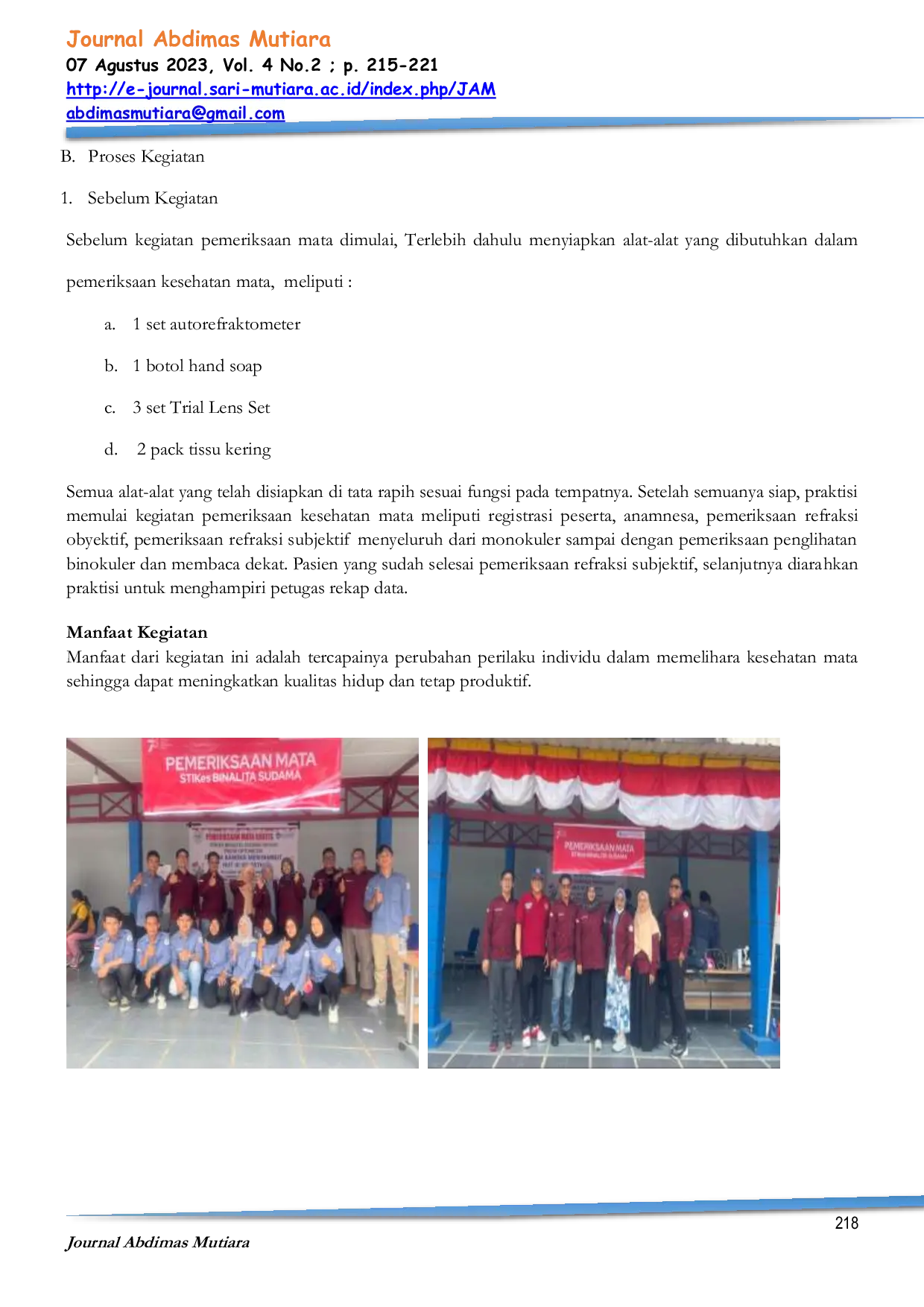 JURIS Pemeriksaan Kesehatan Mata Di Lingkungan Lldikti Wilayah I Sumatera Utara