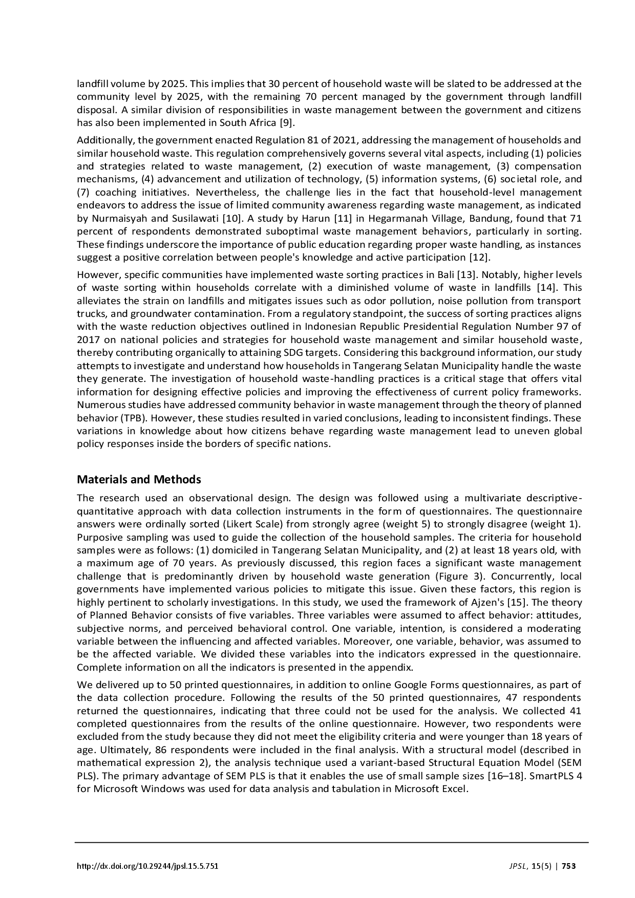 juris Understanding the Household Waste Management An Application of the Theory of Planned Behavior
